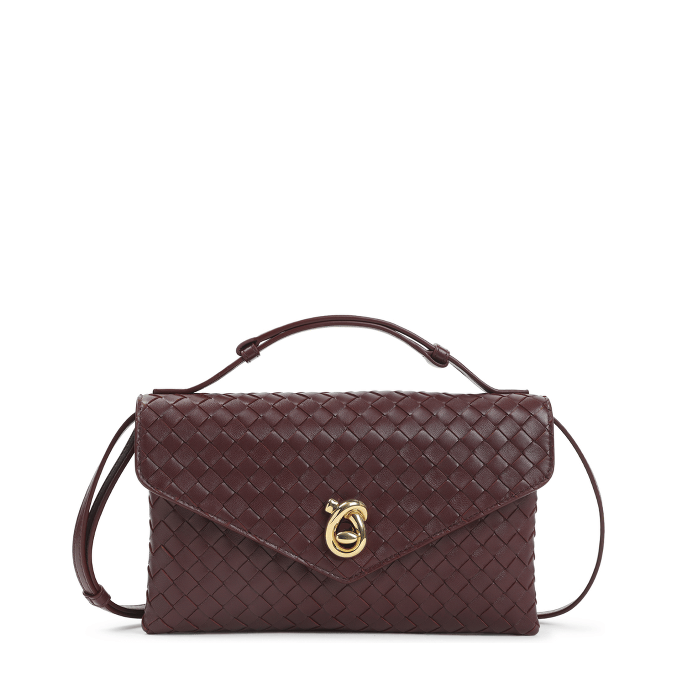 Bottega Veneta Knot Lock Lambskin Shoulder Bag - Fondant
