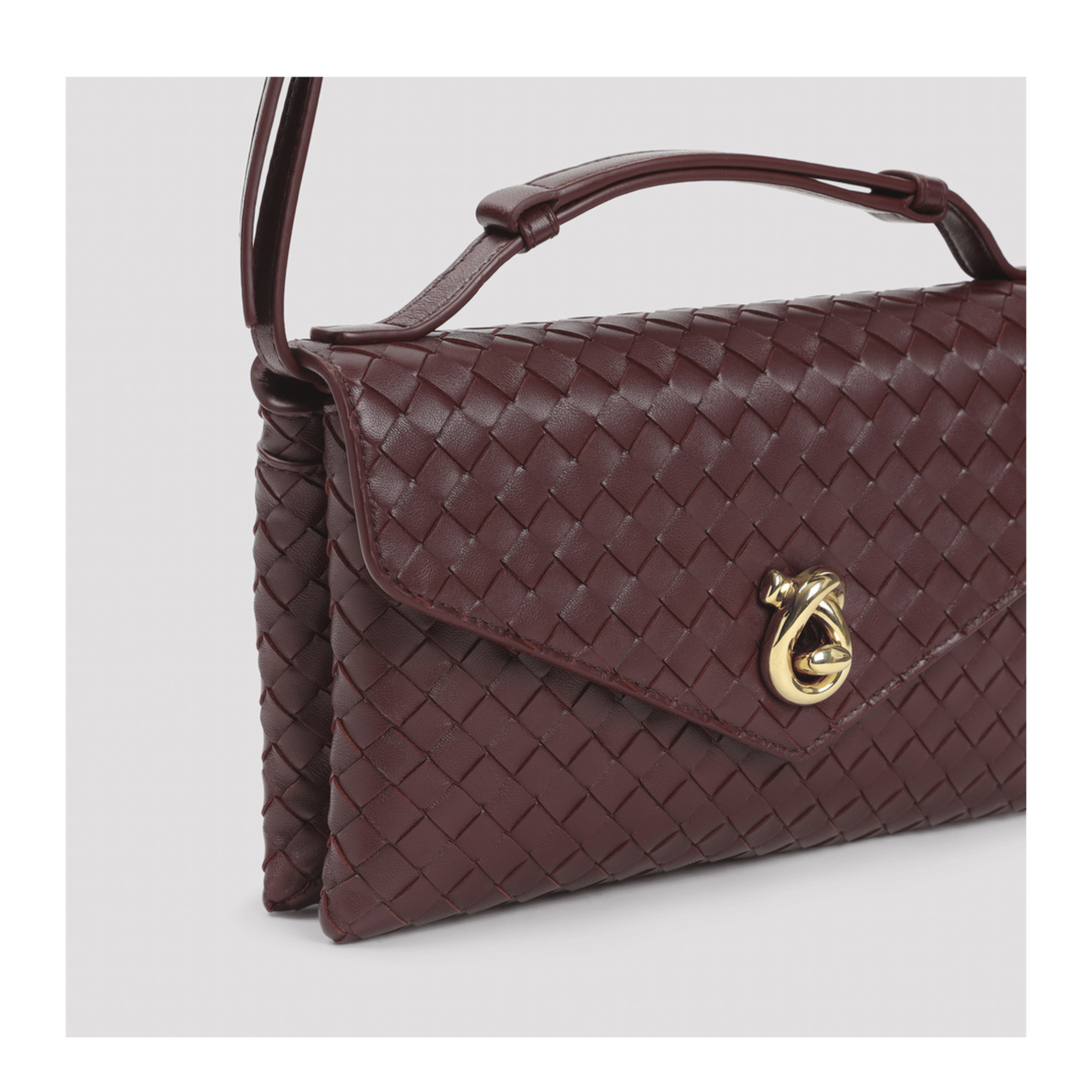 Bottega Veneta Knot Lock Lambskin Shoulder Bag - Fondant
