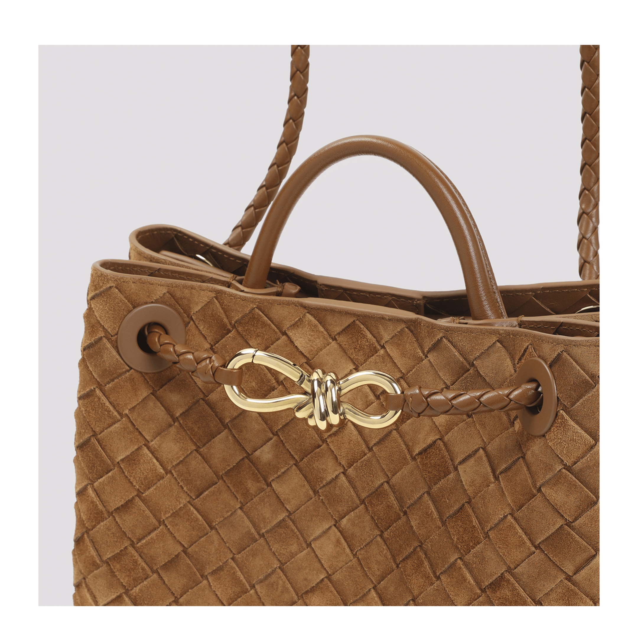 Bottega Veneta Andiamo Small Calfskin One Shoulder Bag - Amber
