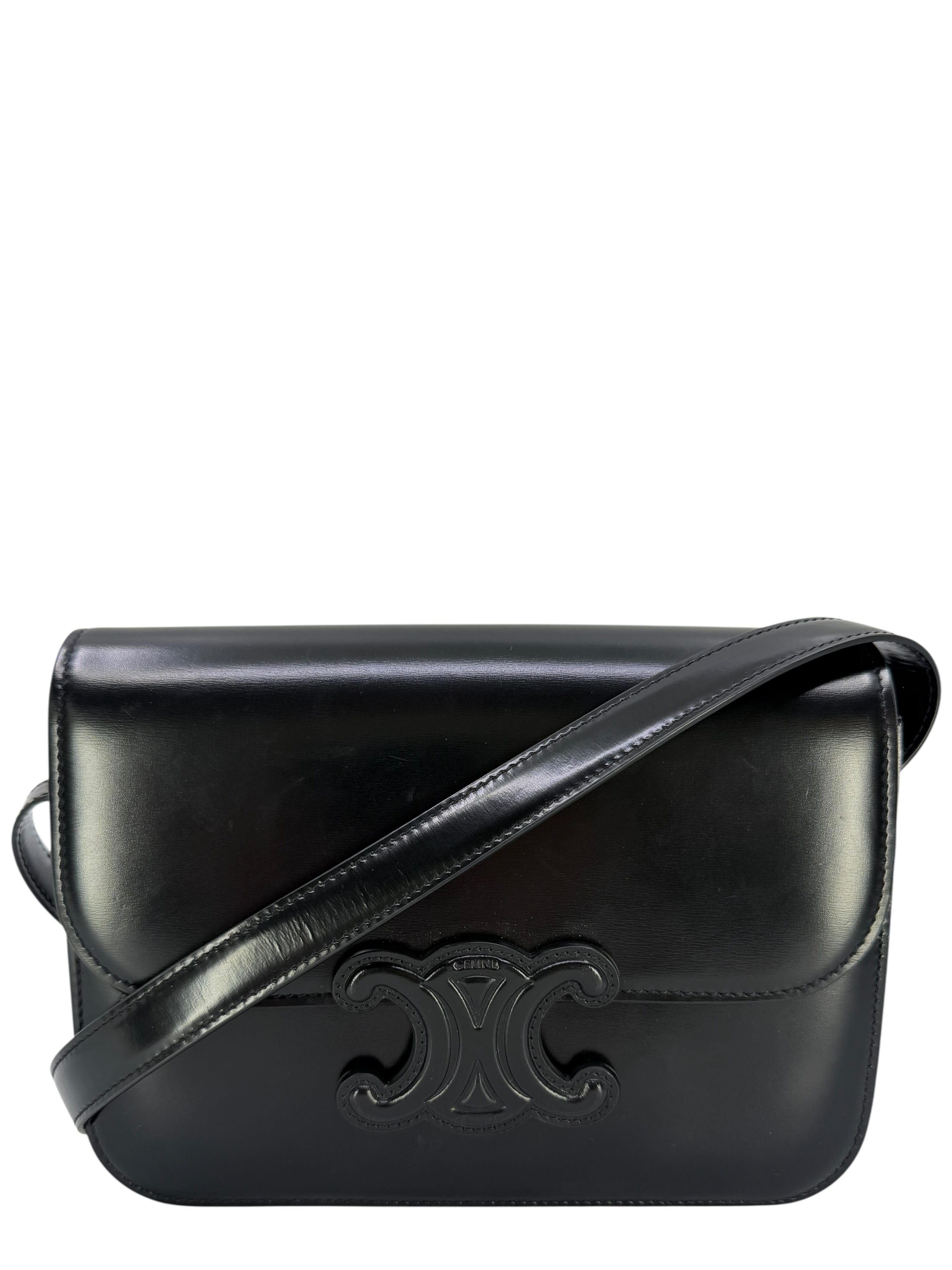 CELINE Shiny Calfskin Medium Triomphe Bag