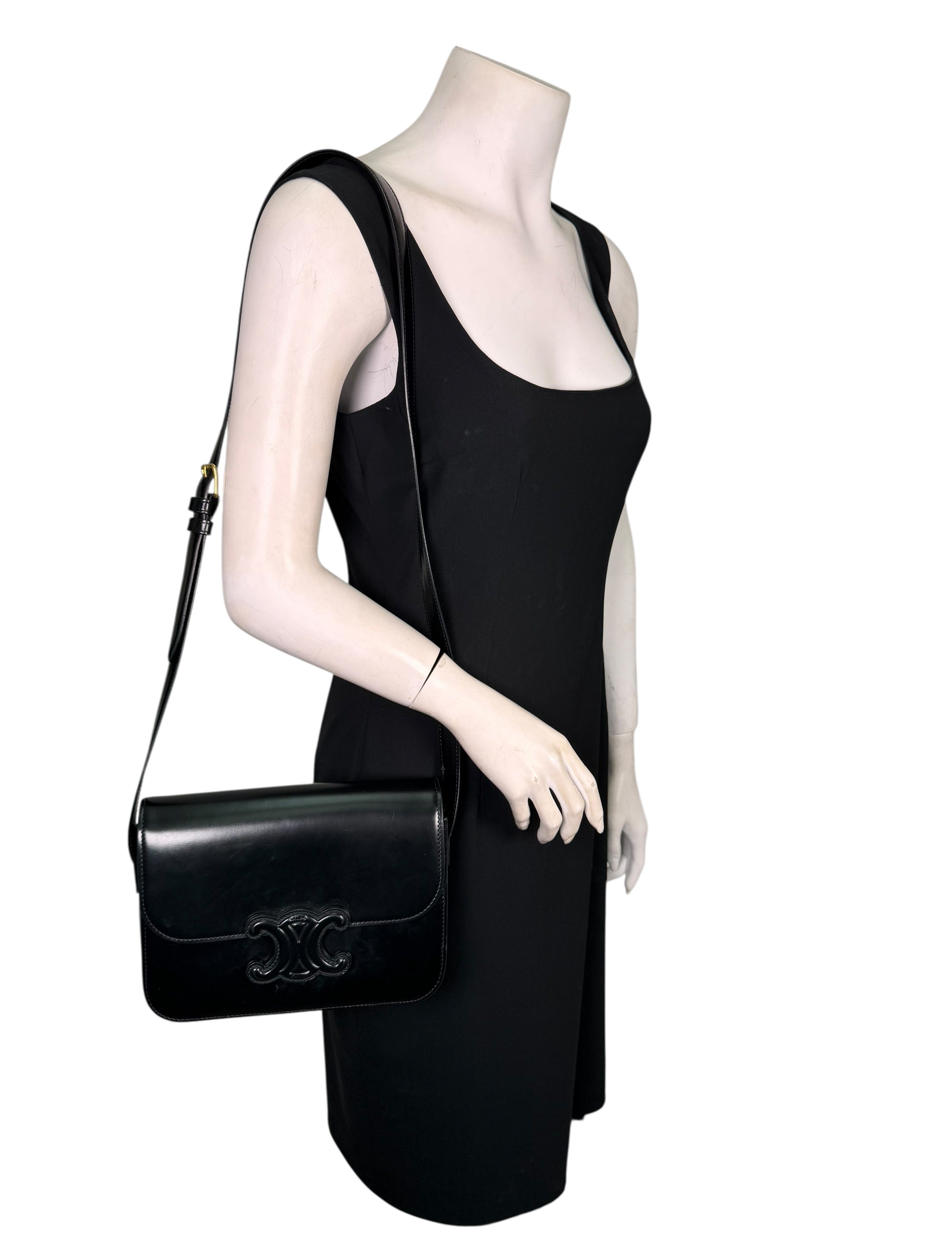CELINE Shiny Calfskin Medium Triomphe Bag