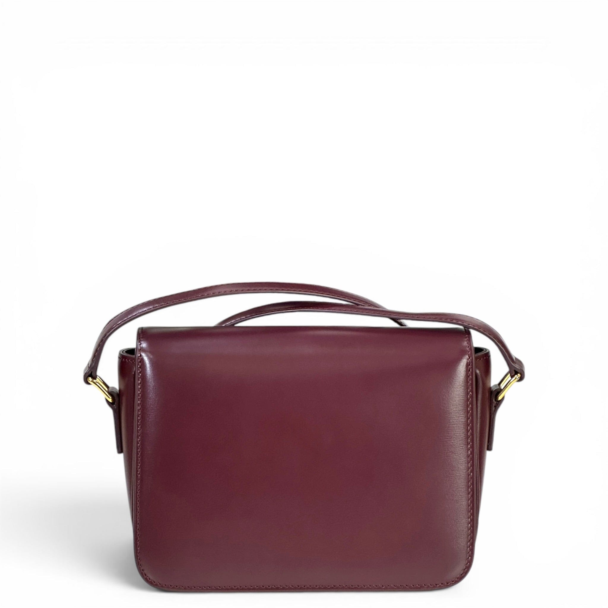 Celine Classique Triomphe Small Burgundy Calfskin Leather Bag
