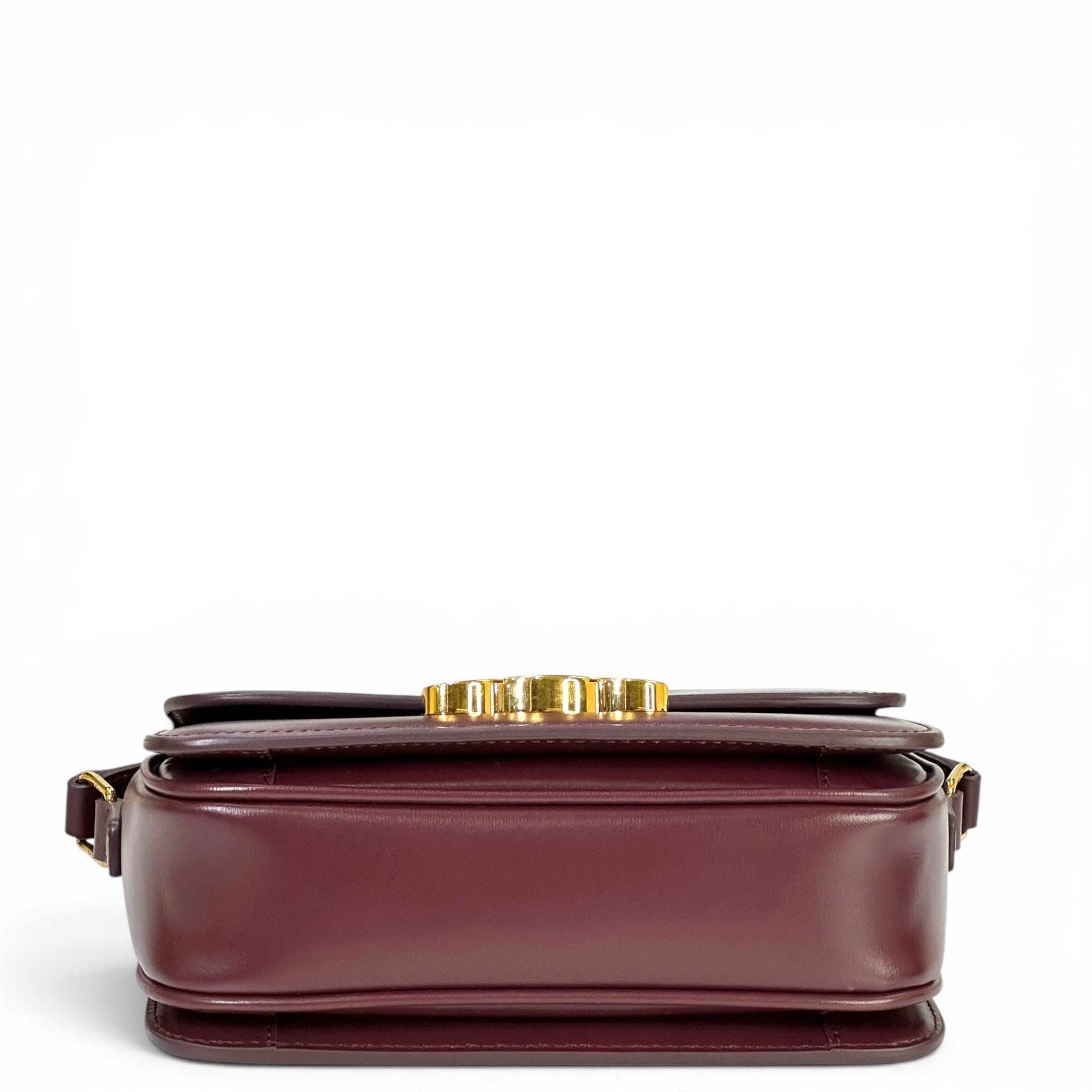 Celine Classique Triomphe Small Burgundy Calfskin Leather Bag
