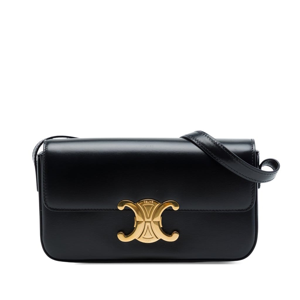 Celine Shiny Calfskin Triomphe Claude Shoulder Bag