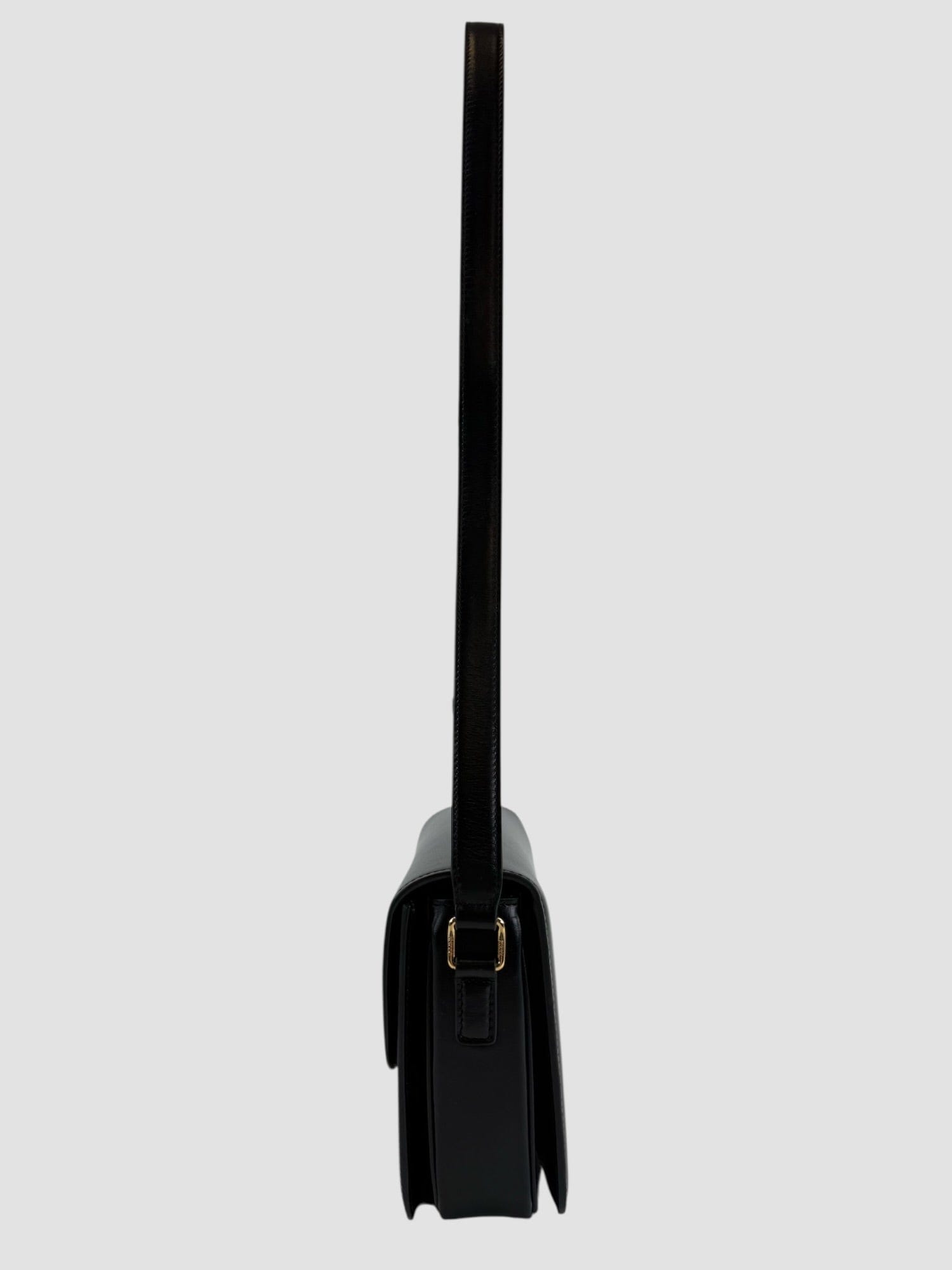 Celine Black Leather Classique Triomphe Shoulder Bag