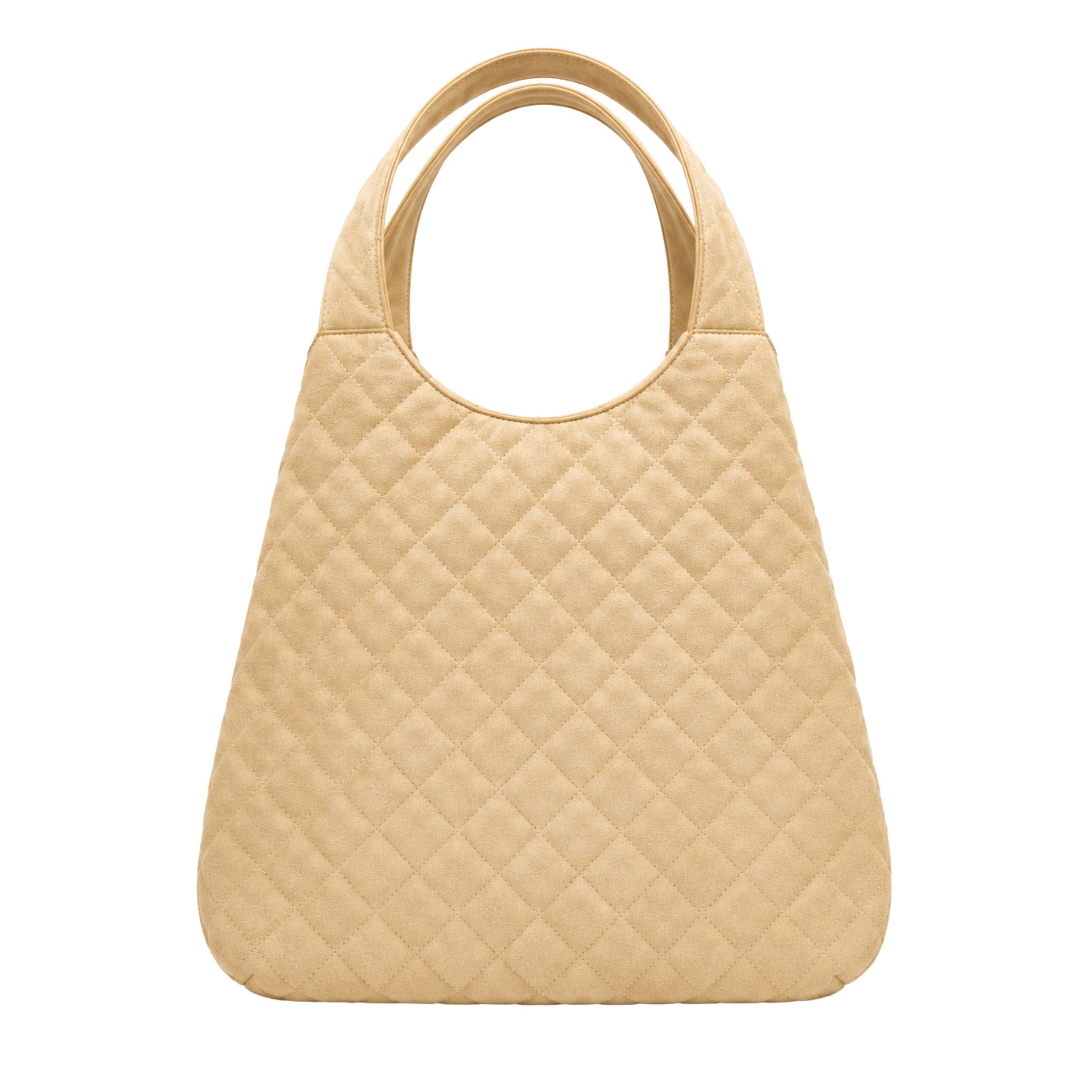 Saint Laurent Beige Quilted ICare Maxi Shopping Bag with Pouch