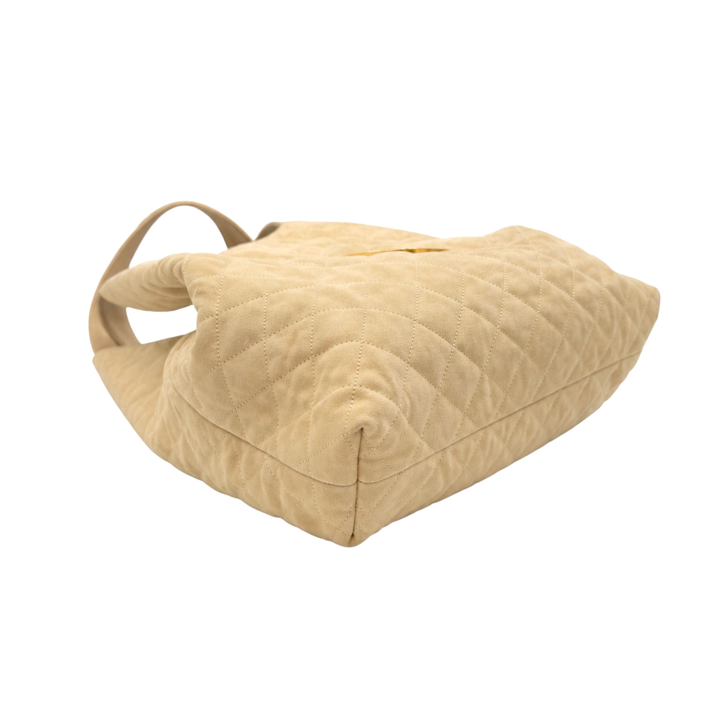 Saint Laurent Beige Quilted ICare Maxi Shopping Bag with Pouch