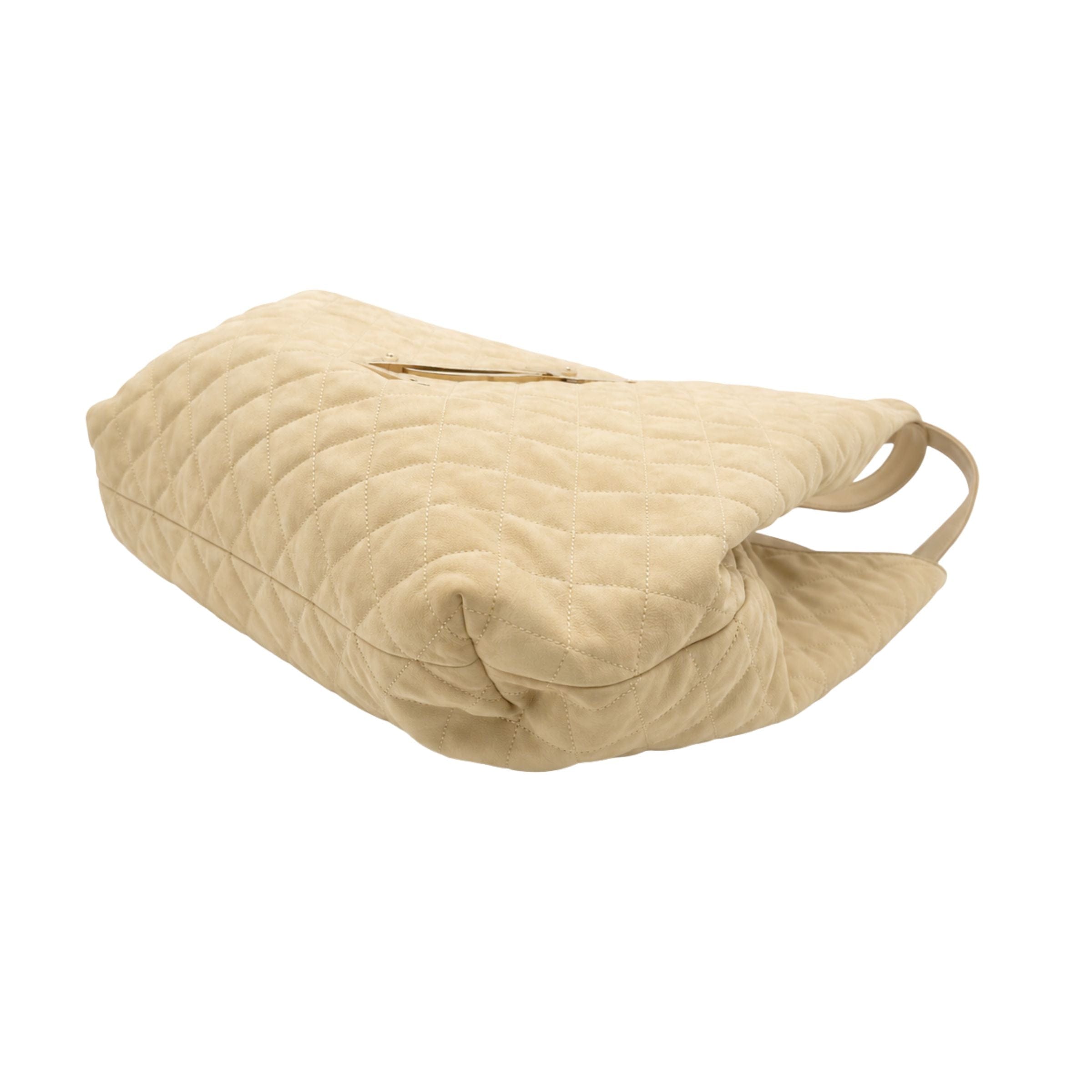 Saint Laurent Beige Quilted ICare Maxi Shopping Bag with Pouch