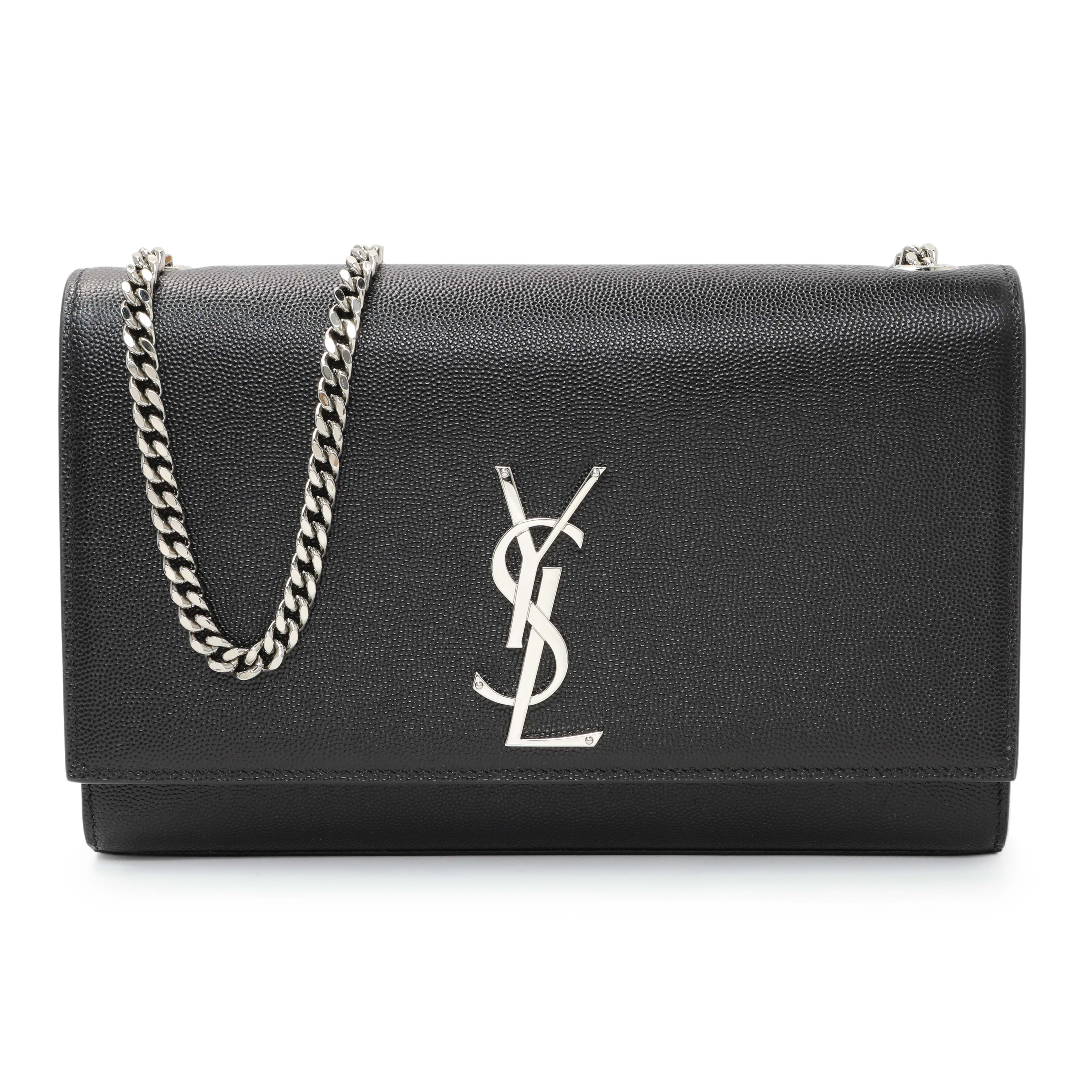 Saint Laurent Black Grain De Poudre Medium Monogram Kate Satchel
