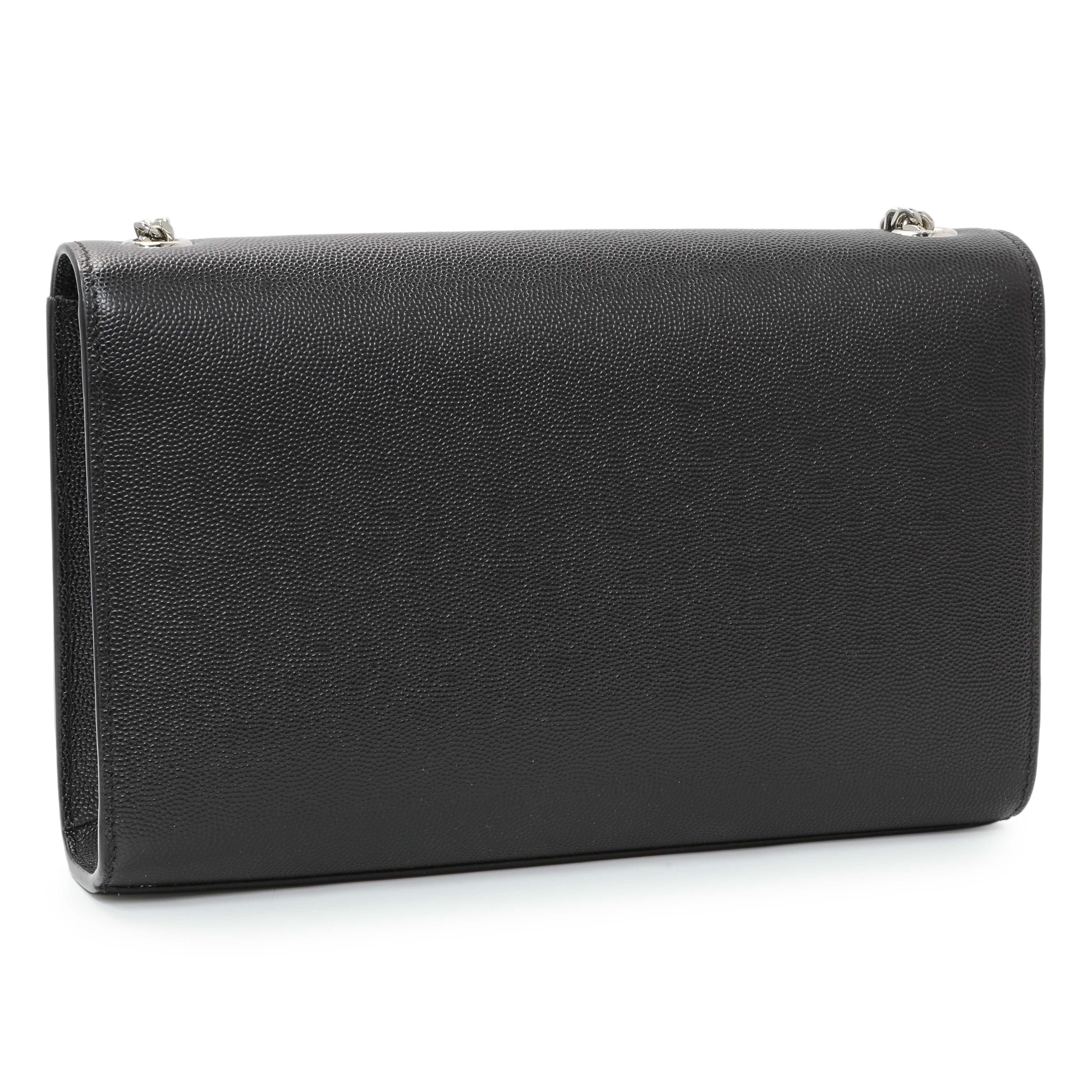 Saint Laurent Black Grain De Poudre Medium Monogram Kate Satchel