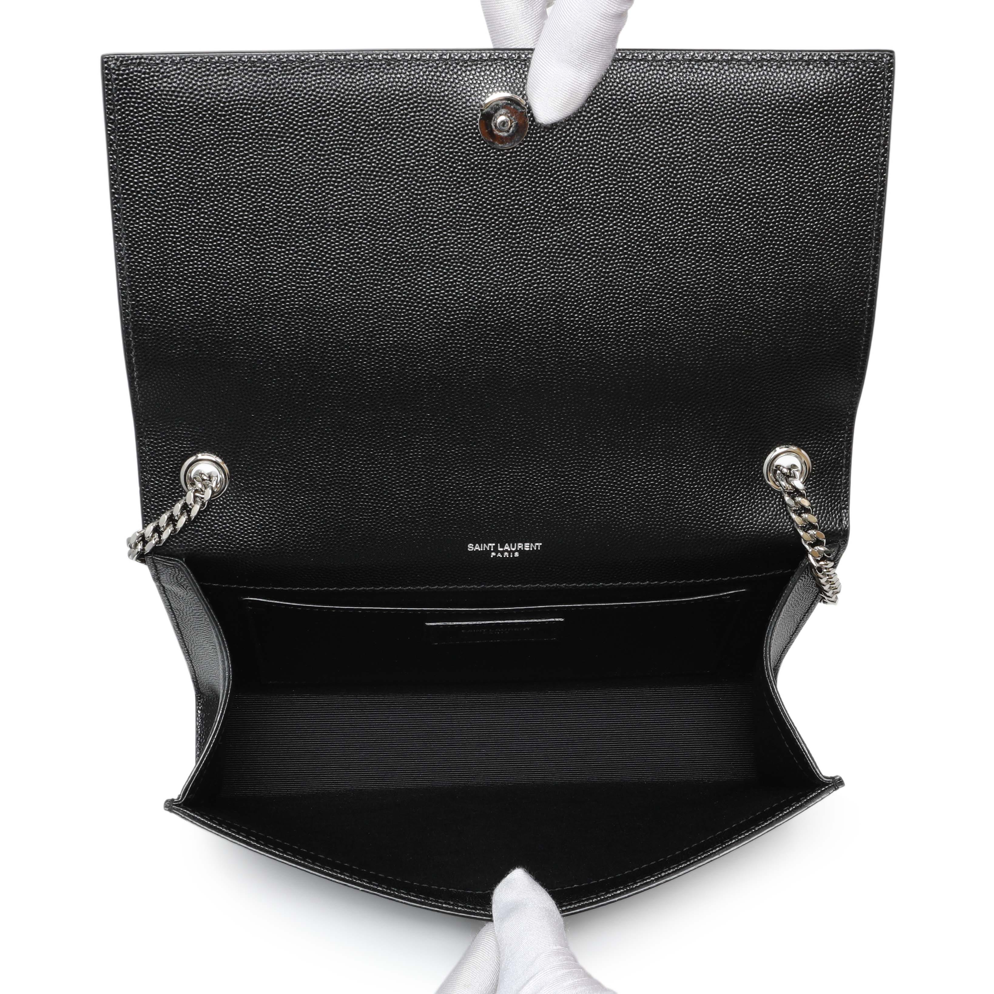Saint Laurent Black Grain De Poudre Medium Monogram Kate Satchel