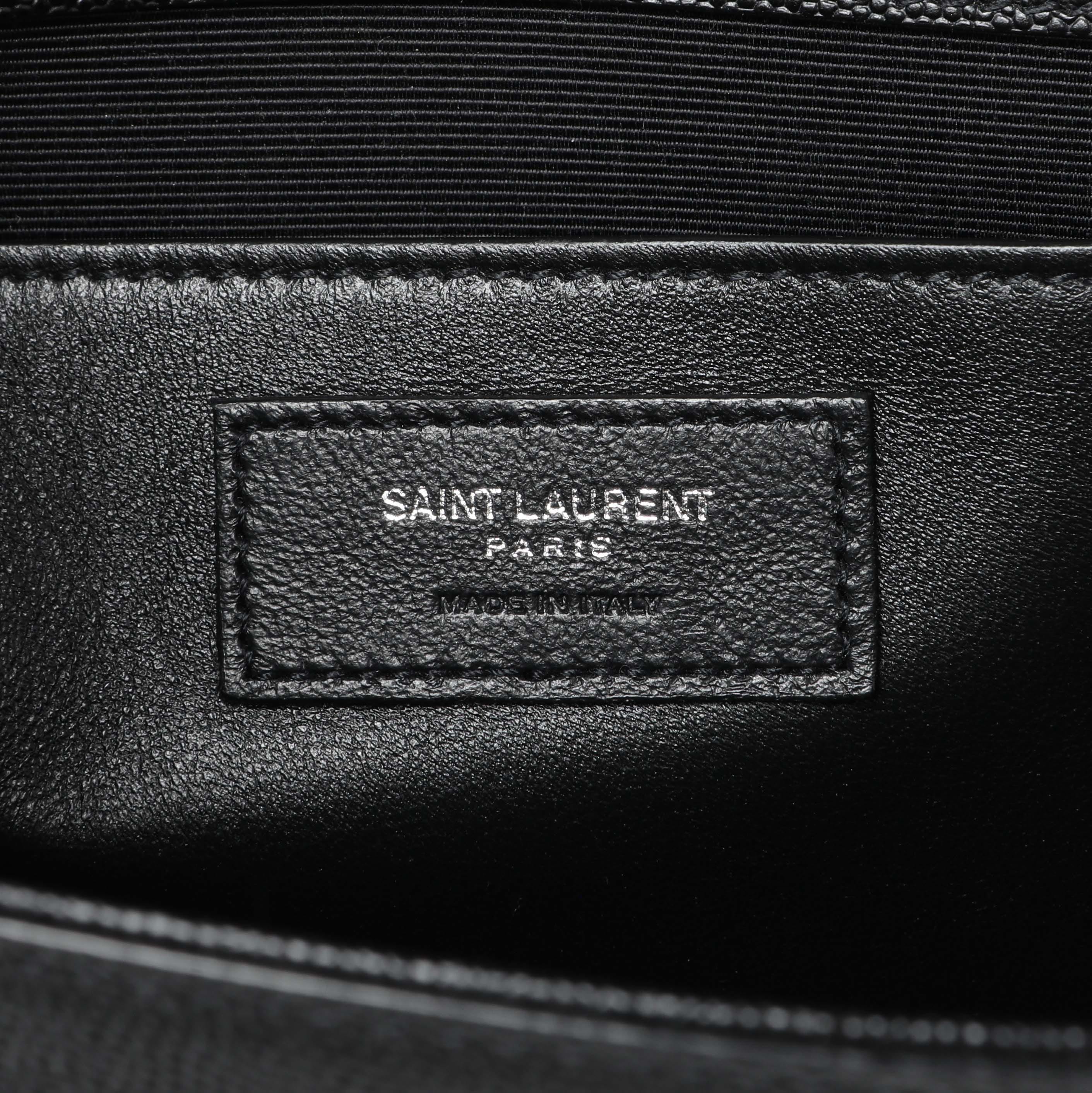 Saint Laurent Black Grain De Poudre Medium Monogram Kate Satchel