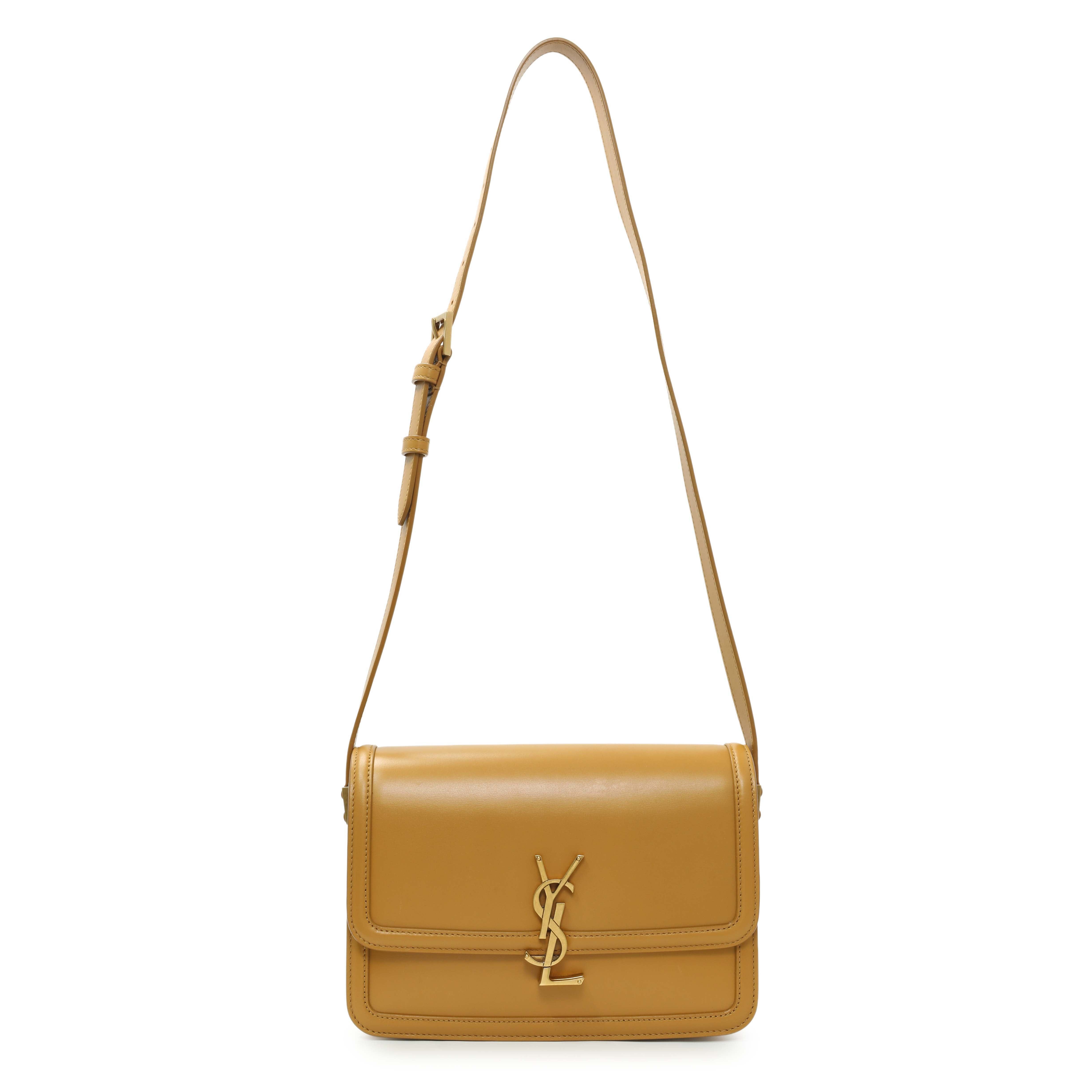 Saint Laurent Dark Sun (Tan) Box Calfskin Medium Solferino Satchel