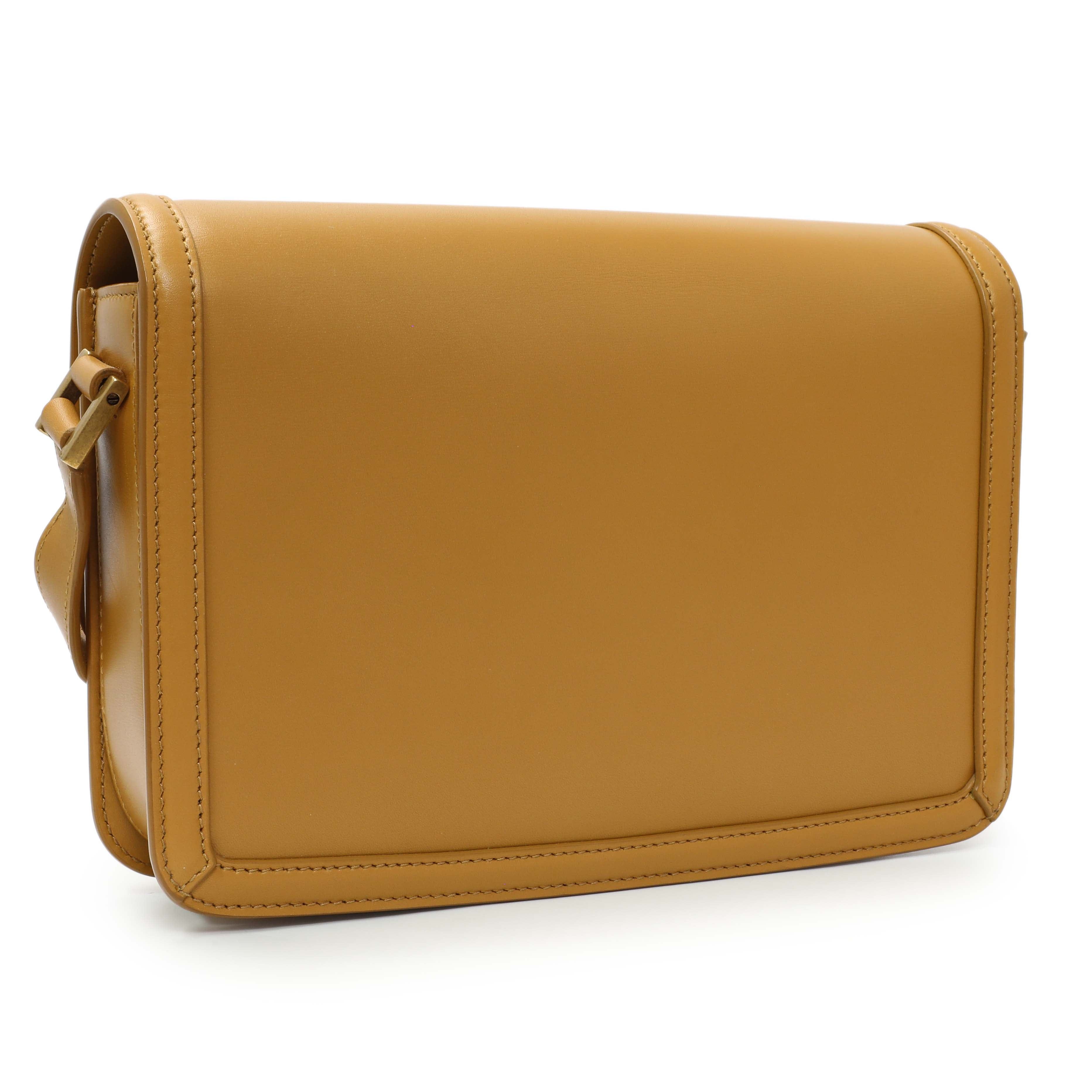 Saint Laurent Dark Sun (Tan) Box Calfskin Medium Solferino Satchel