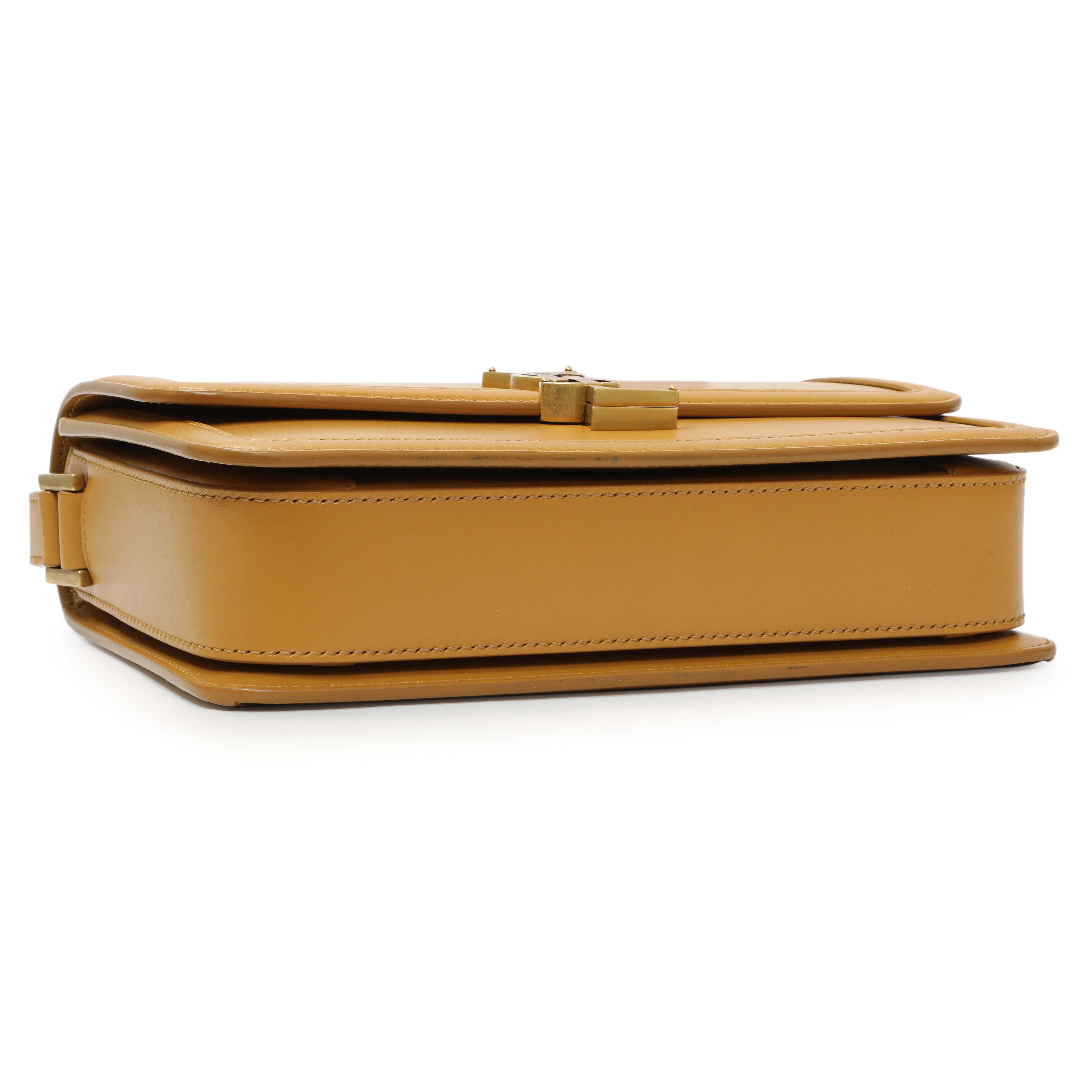Saint Laurent Dark Sun (Tan) Box Calfskin Medium Solferino Satchel