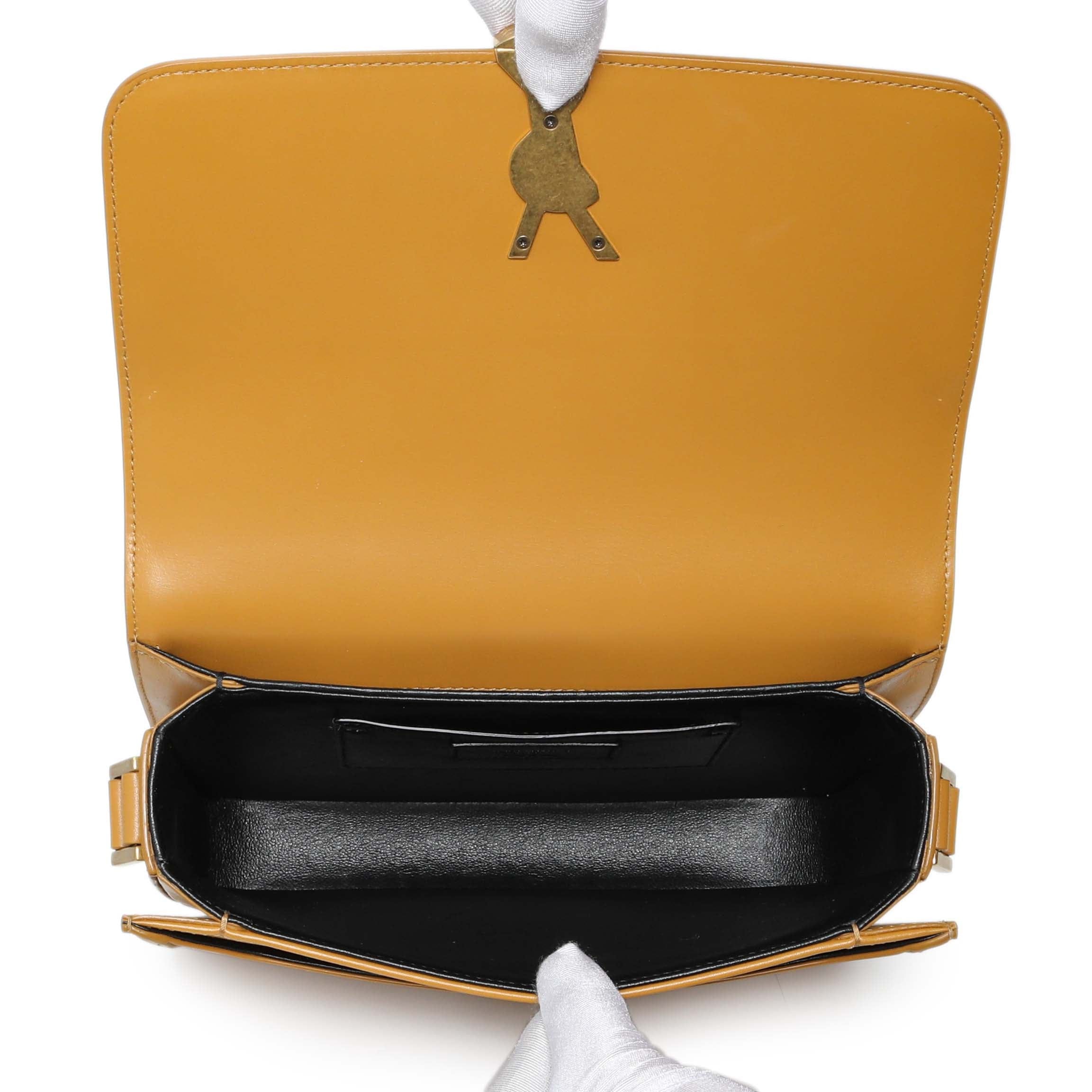 Saint Laurent Dark Sun (Tan) Box Calfskin Medium Solferino Satchel