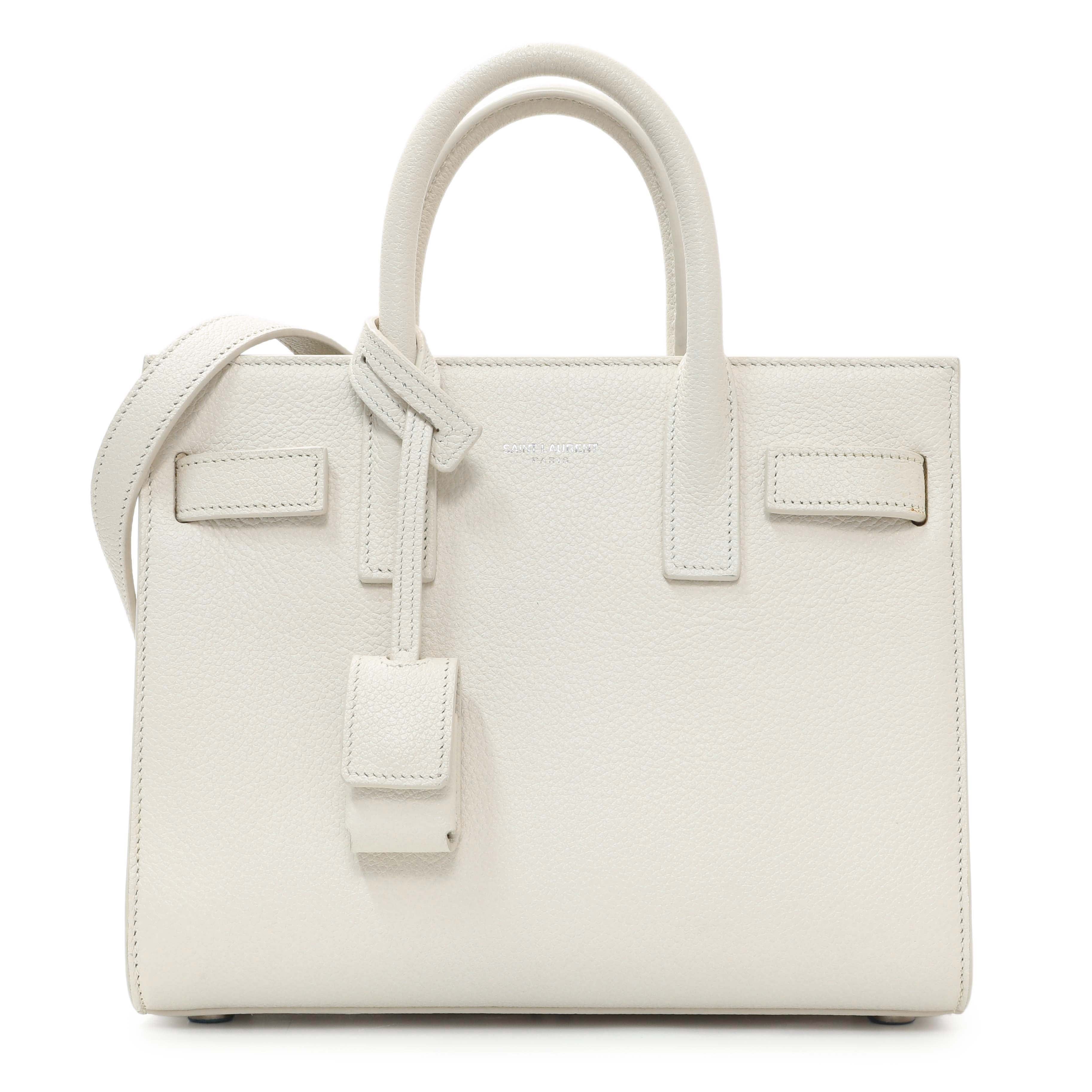 Saint Laurent White Grained Calfskin Nano Sac De Jour