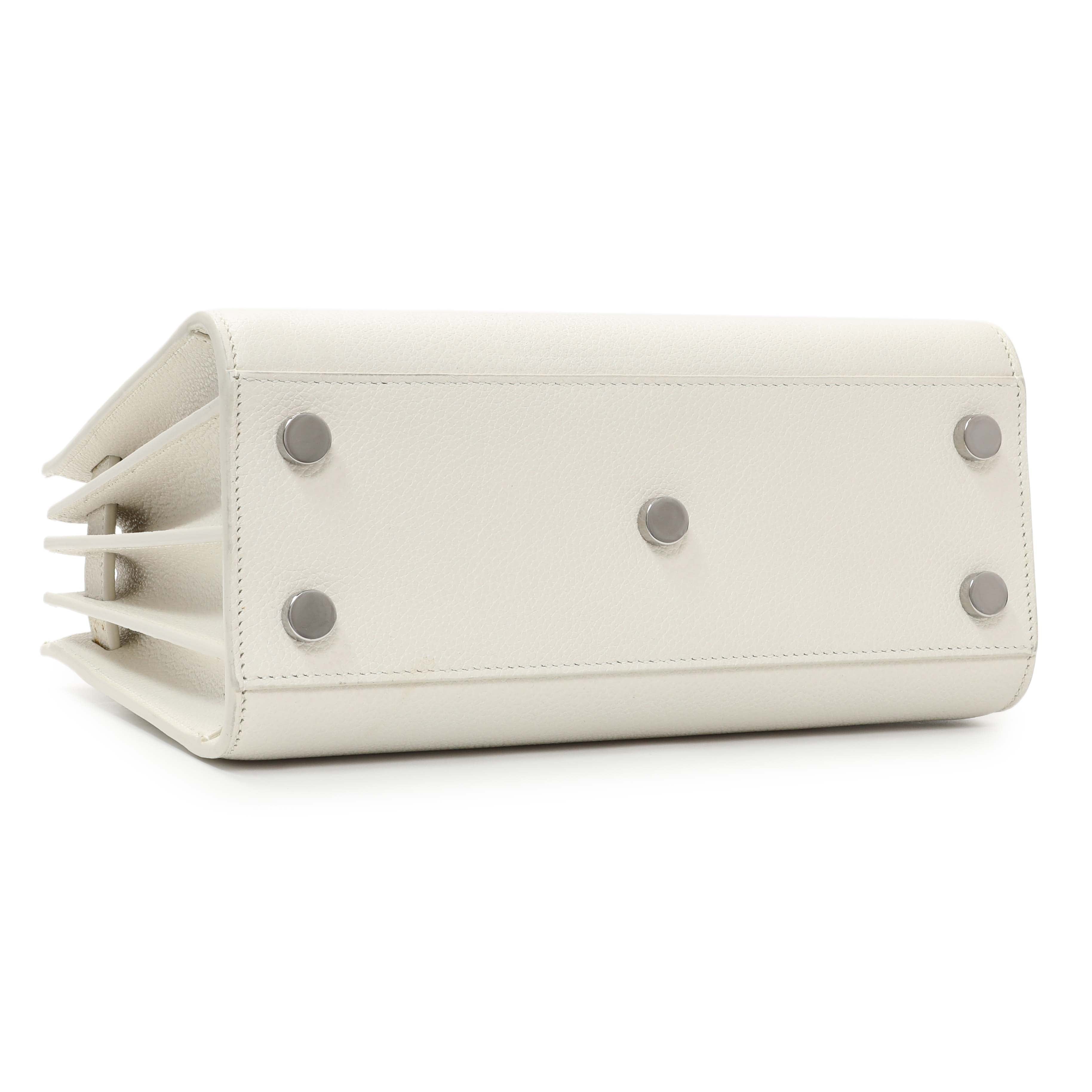 Saint Laurent White Grained Calfskin Nano Sac De Jour