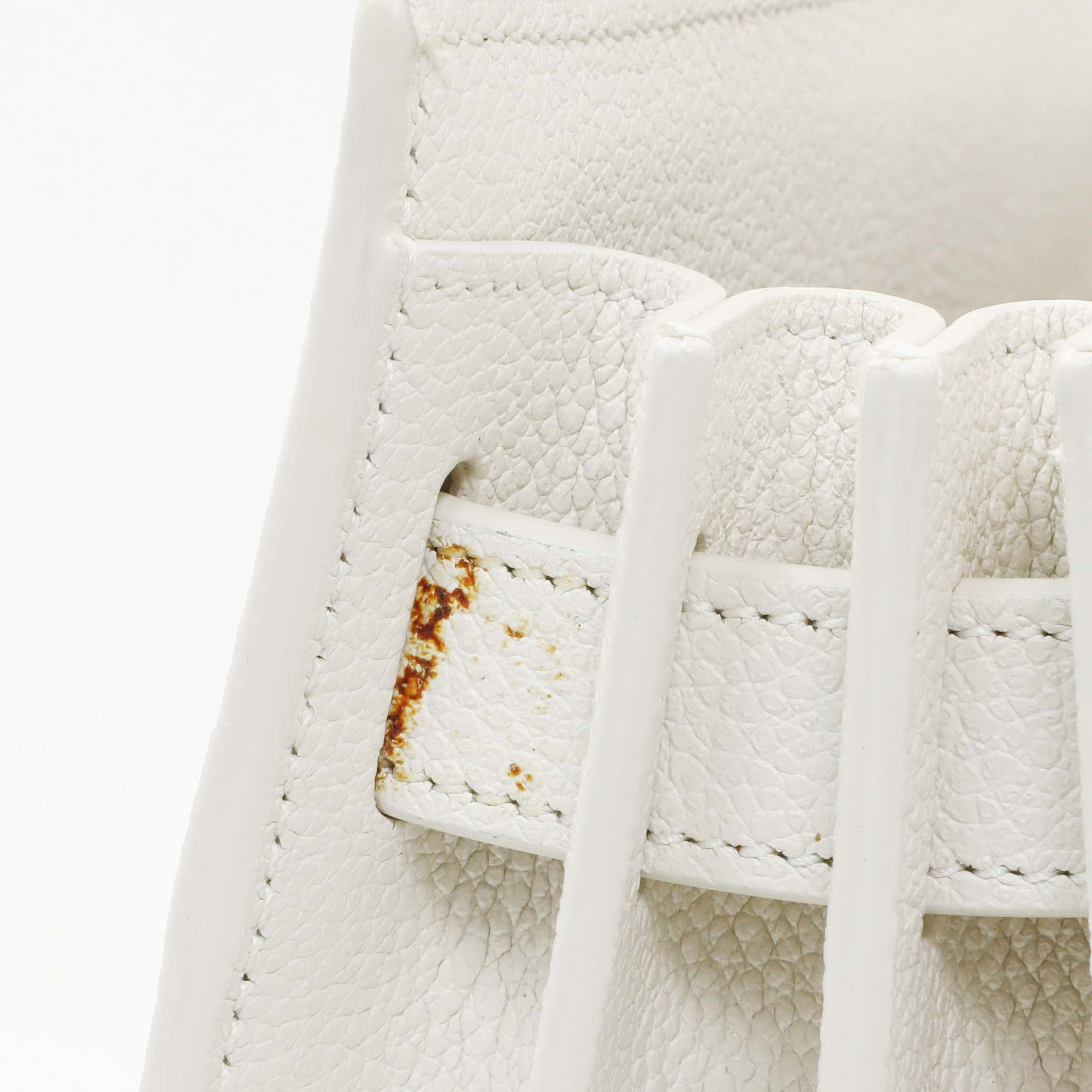 Saint Laurent White Grained Calfskin Nano Sac De Jour