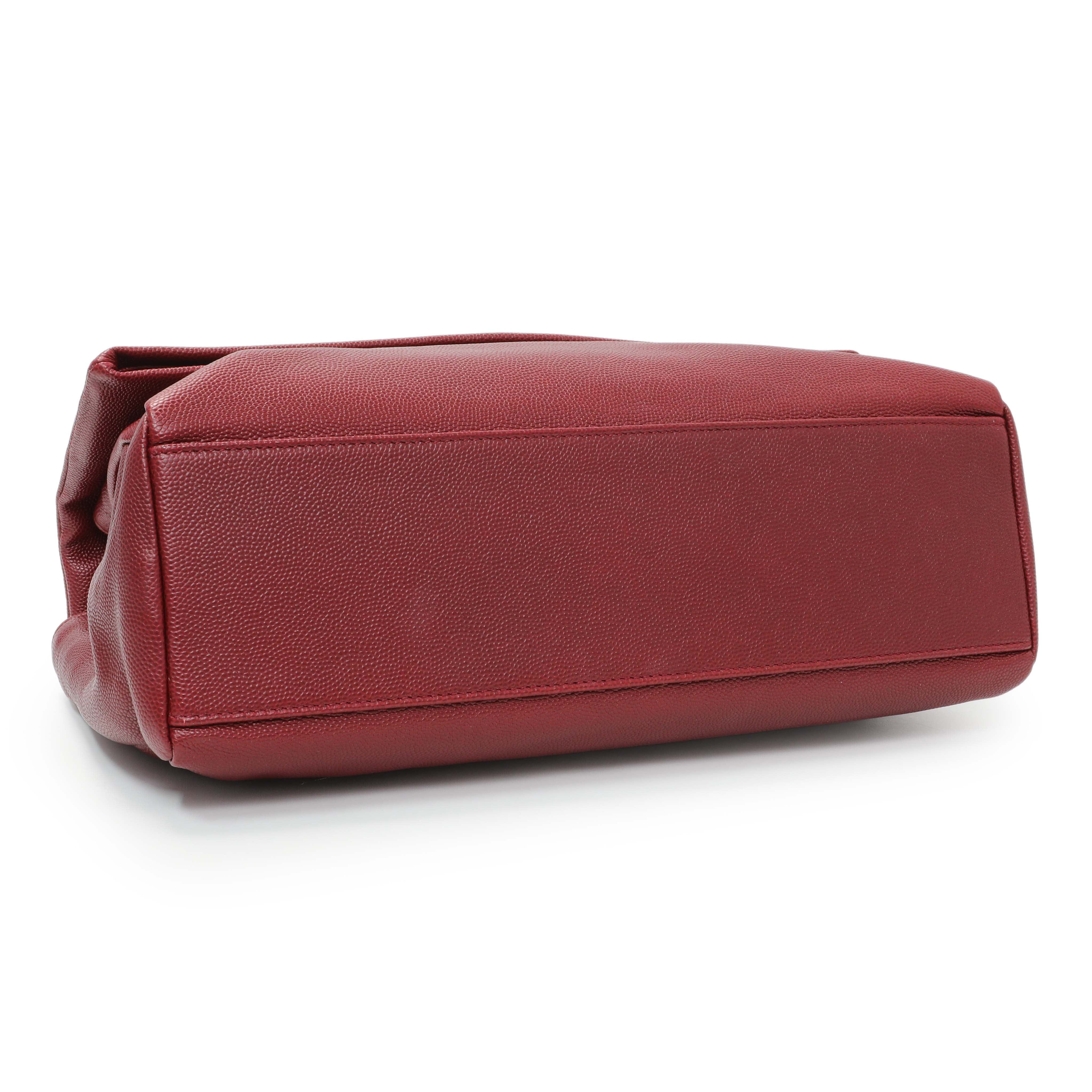 Saint Laurent Red Grain De Poudre Medium West Hollywood Monogram Fold - Over