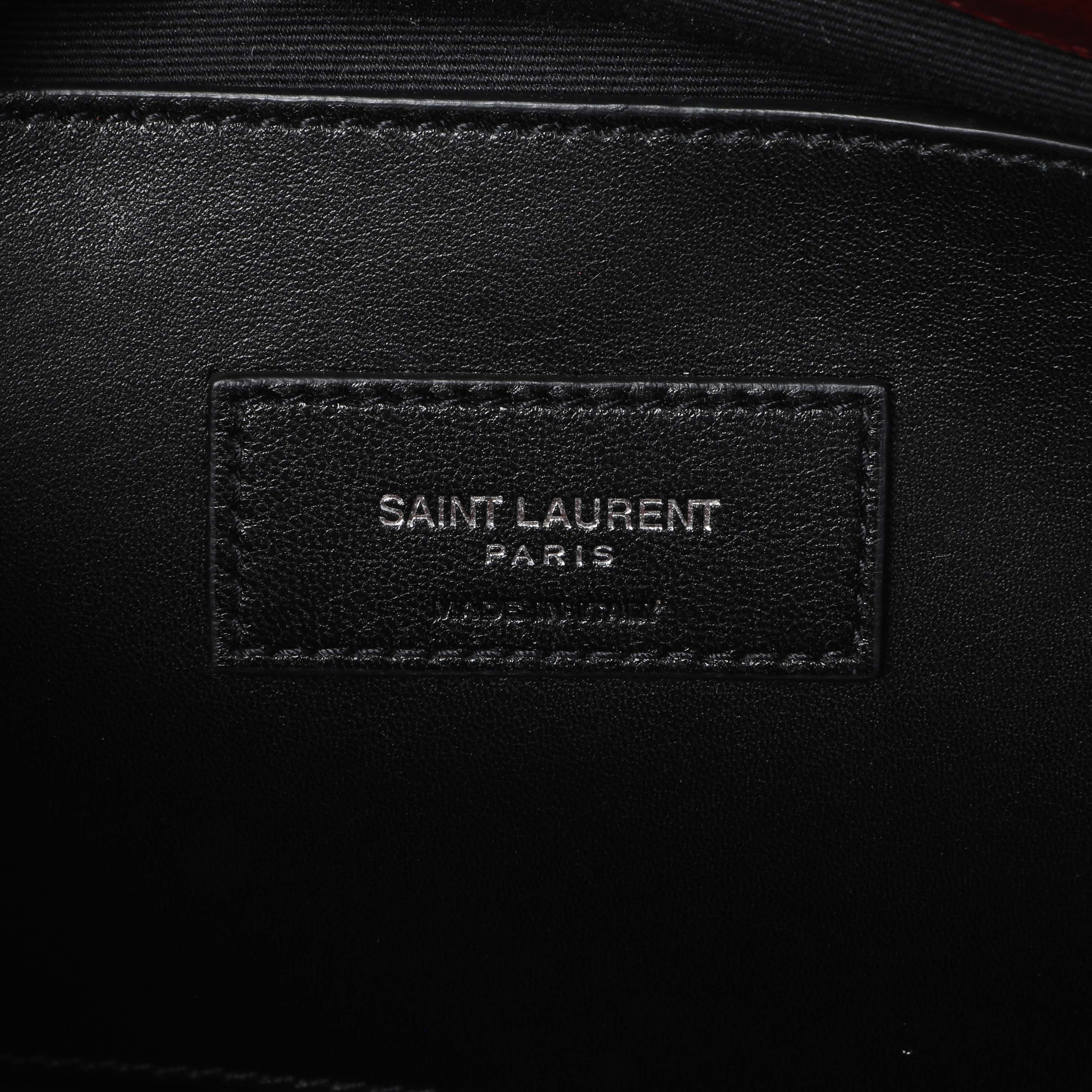 Saint Laurent Red Grain De Poudre Medium West Hollywood Monogram Fold - Over