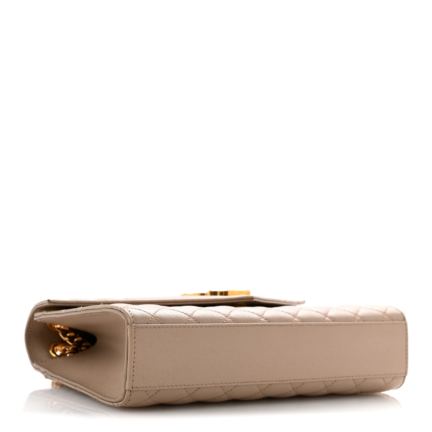 Saint Laurent Grain De Poudre Textured Mixed Matelasse Medium Triquilt Monogram Satchel Dark Beige