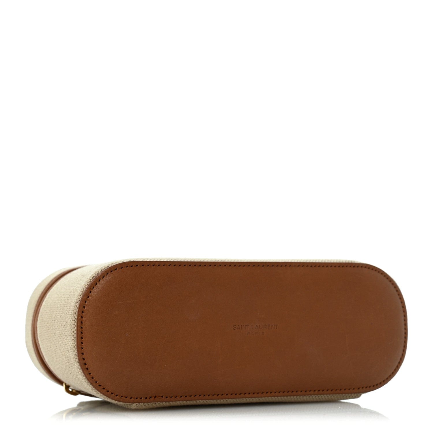 Saint Laurent Canvas Calfskin Mini Gaby Vanity Case Desert Dust Brick