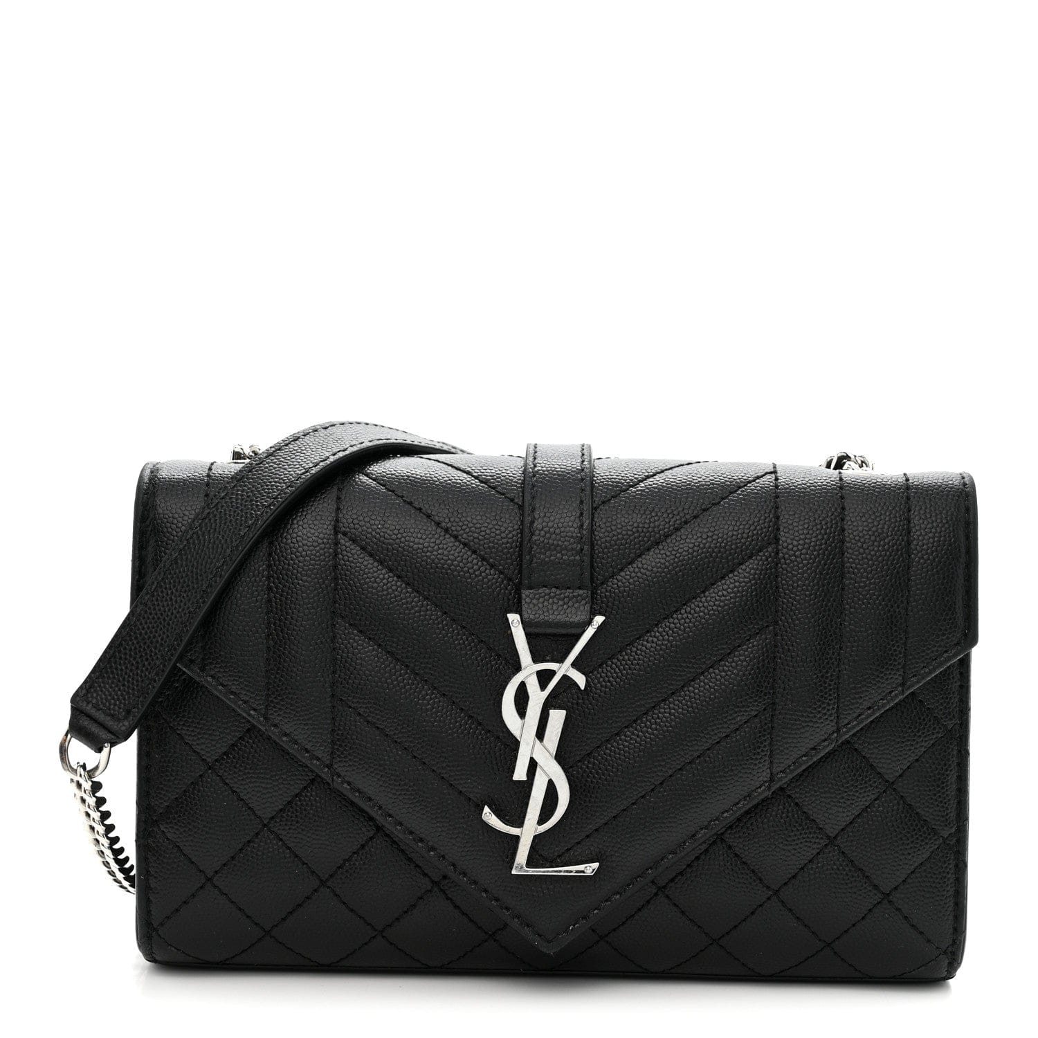Saint Laurent Grain De Poudre Textured Mixed Matelasse Triquilt Small Monogram Satchel Black