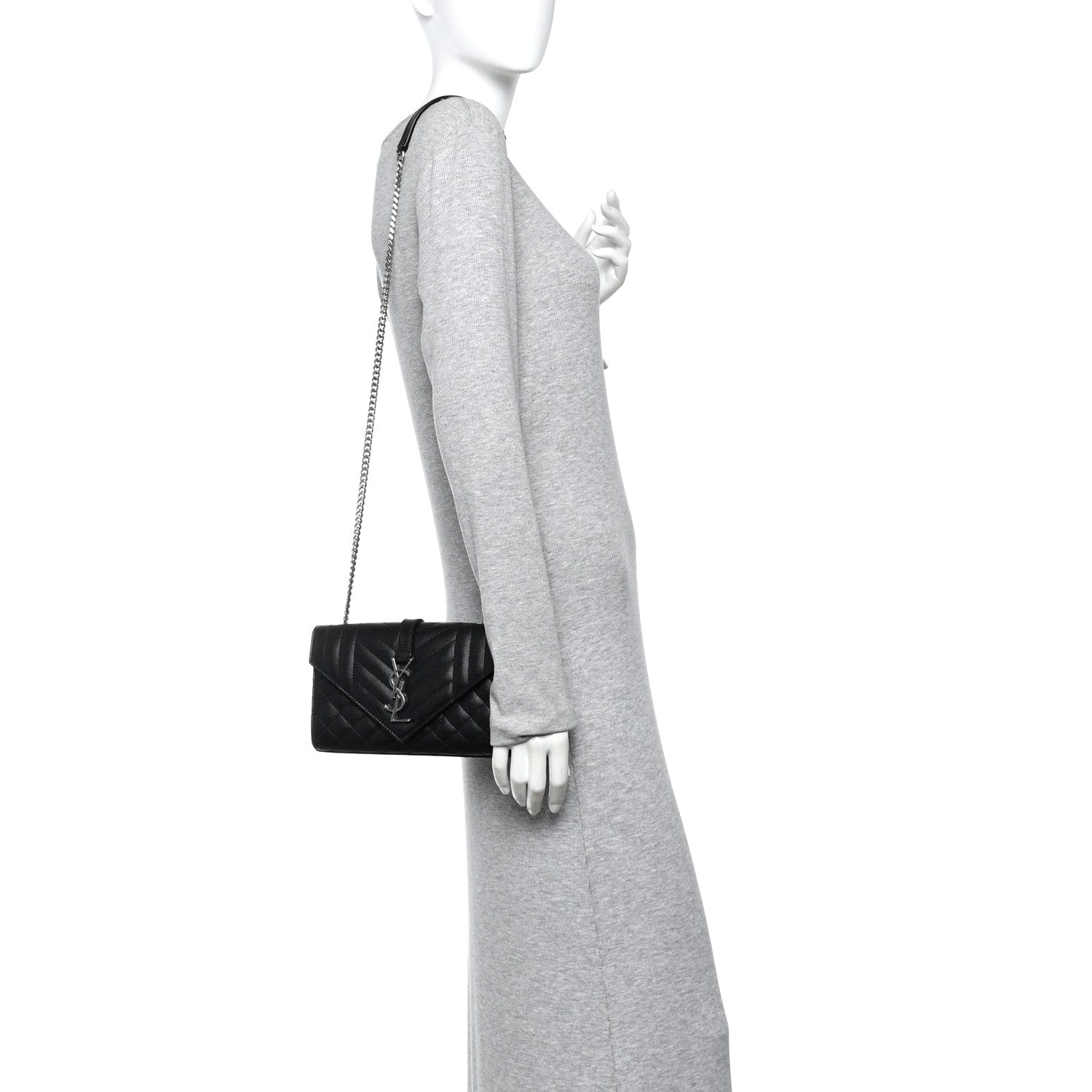 Saint Laurent Grain De Poudre Textured Mixed Matelasse Triquilt Small Monogram Satchel Black