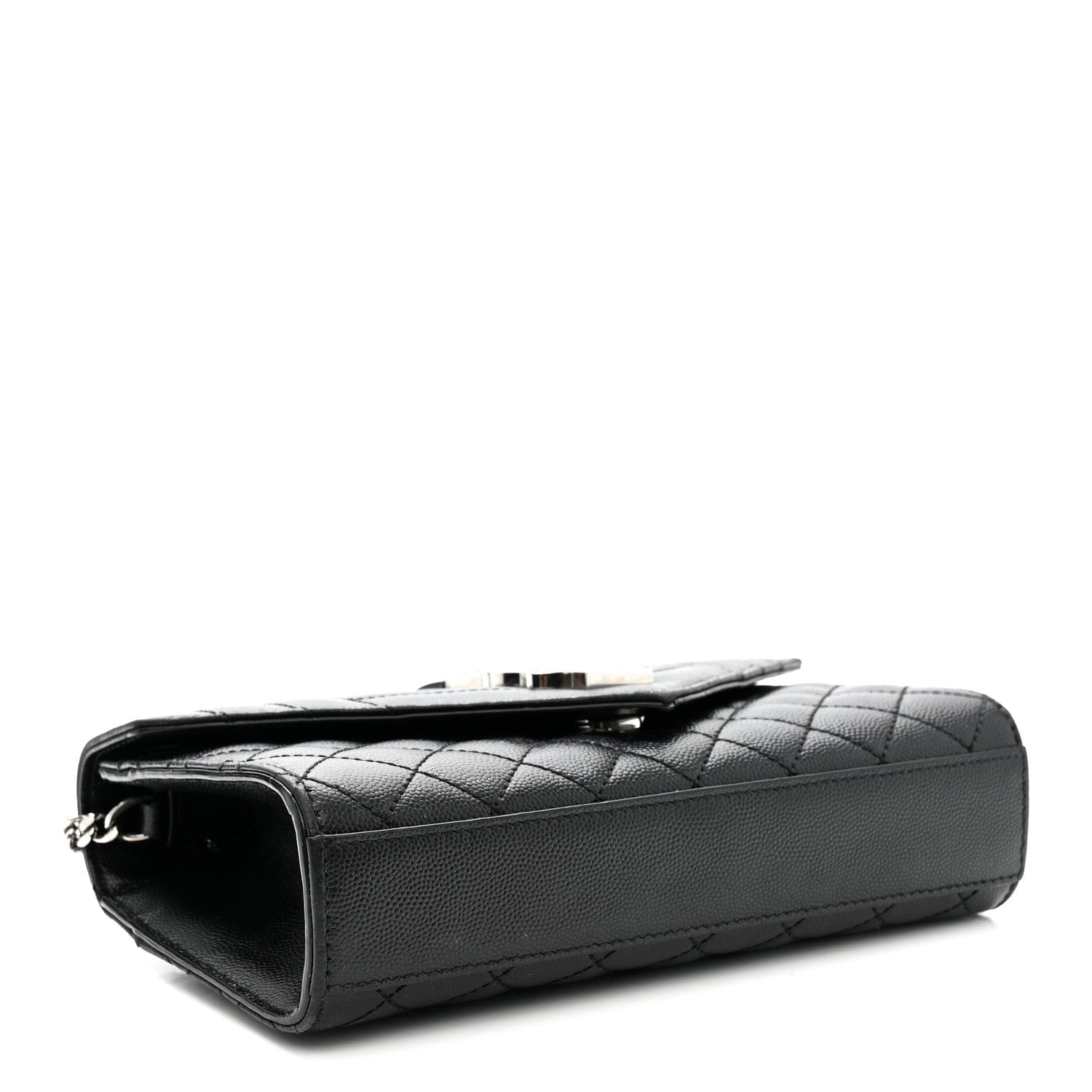 Saint Laurent Grain De Poudre Textured Mixed Matelasse Triquilt Small Monogram Satchel Black