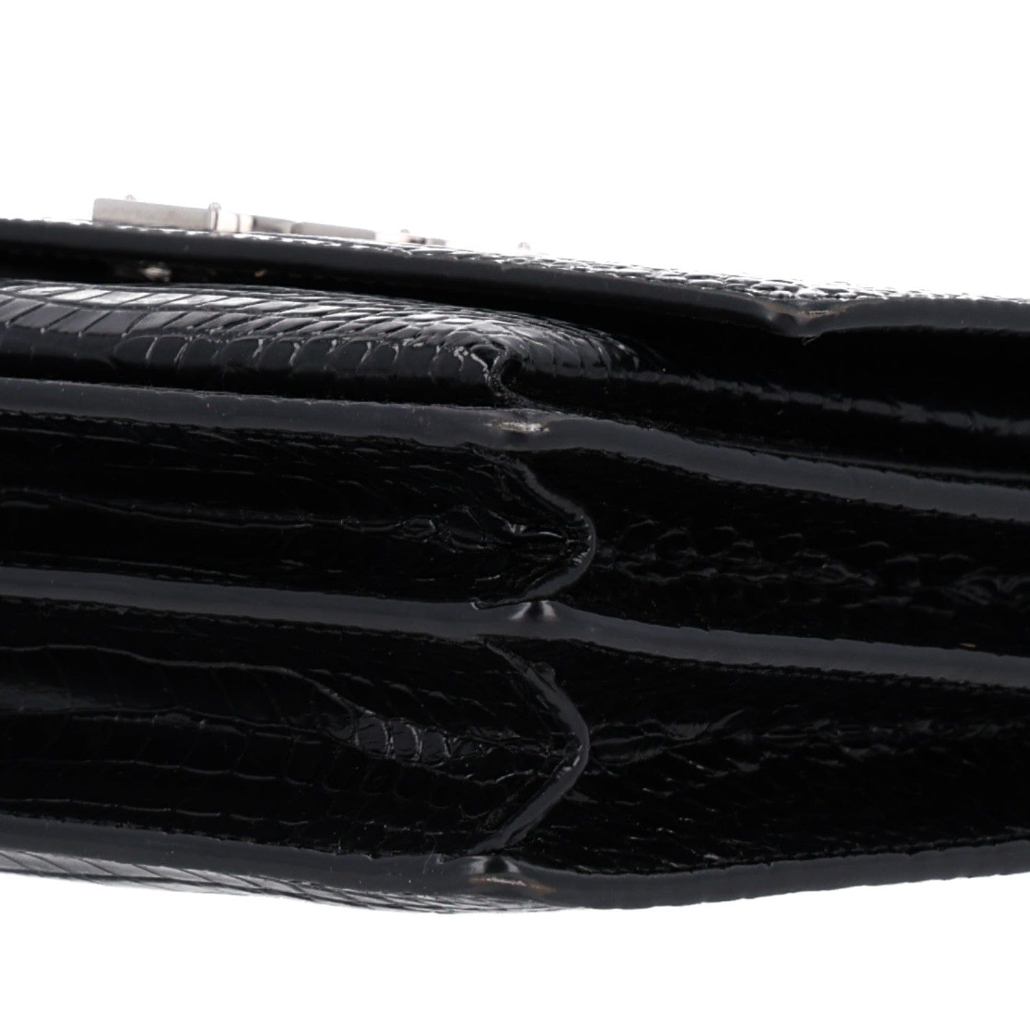 Saint Laurent Calfskin Crocodile Embossed Medium Monogram Sunset Black