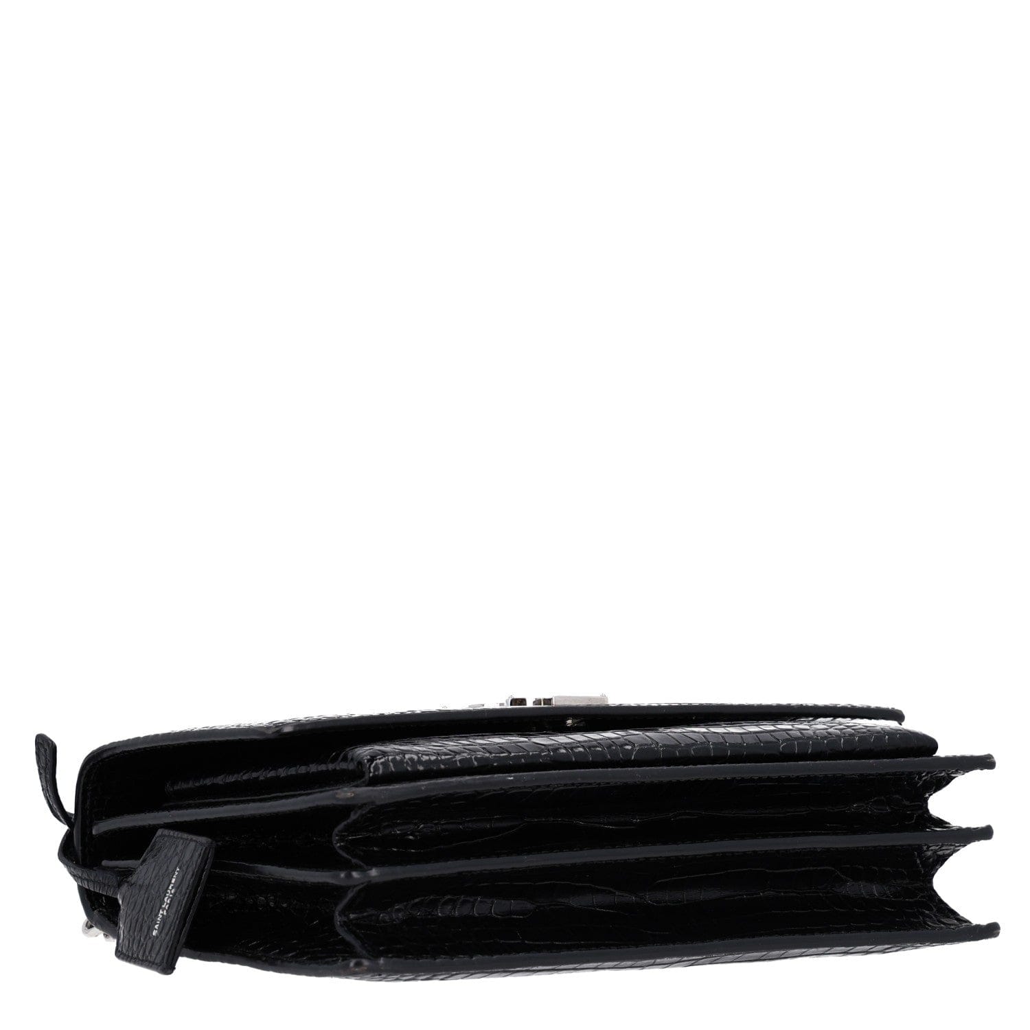 Saint Laurent Calfskin Crocodile Embossed Medium Monogram Sunset Black