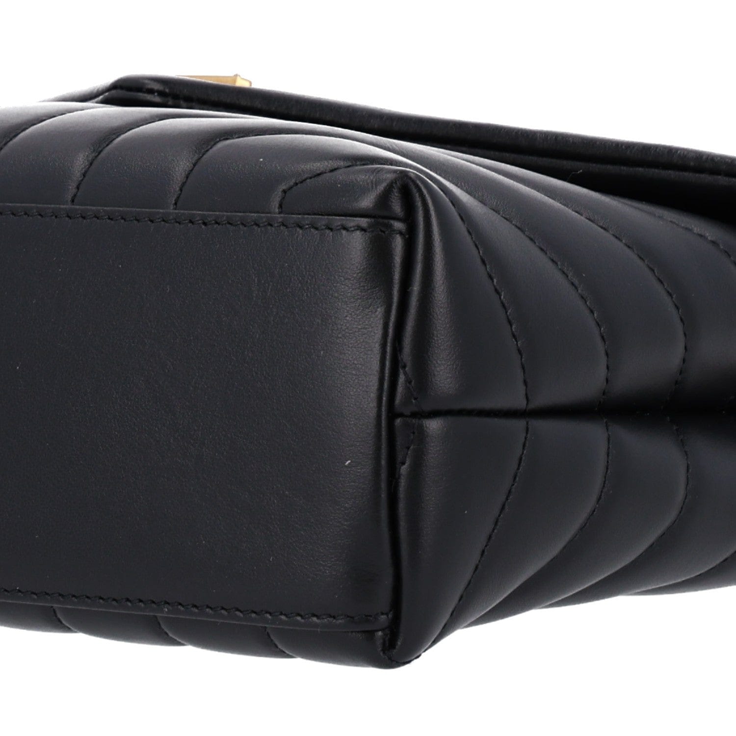 Saint Laurent Calfskin Y Quilted Monogram Small Loulou Chain Satchel Black