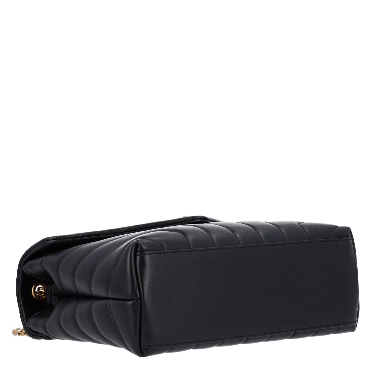 Saint Laurent Calfskin Y Quilted Monogram Small Loulou Chain Satchel Black