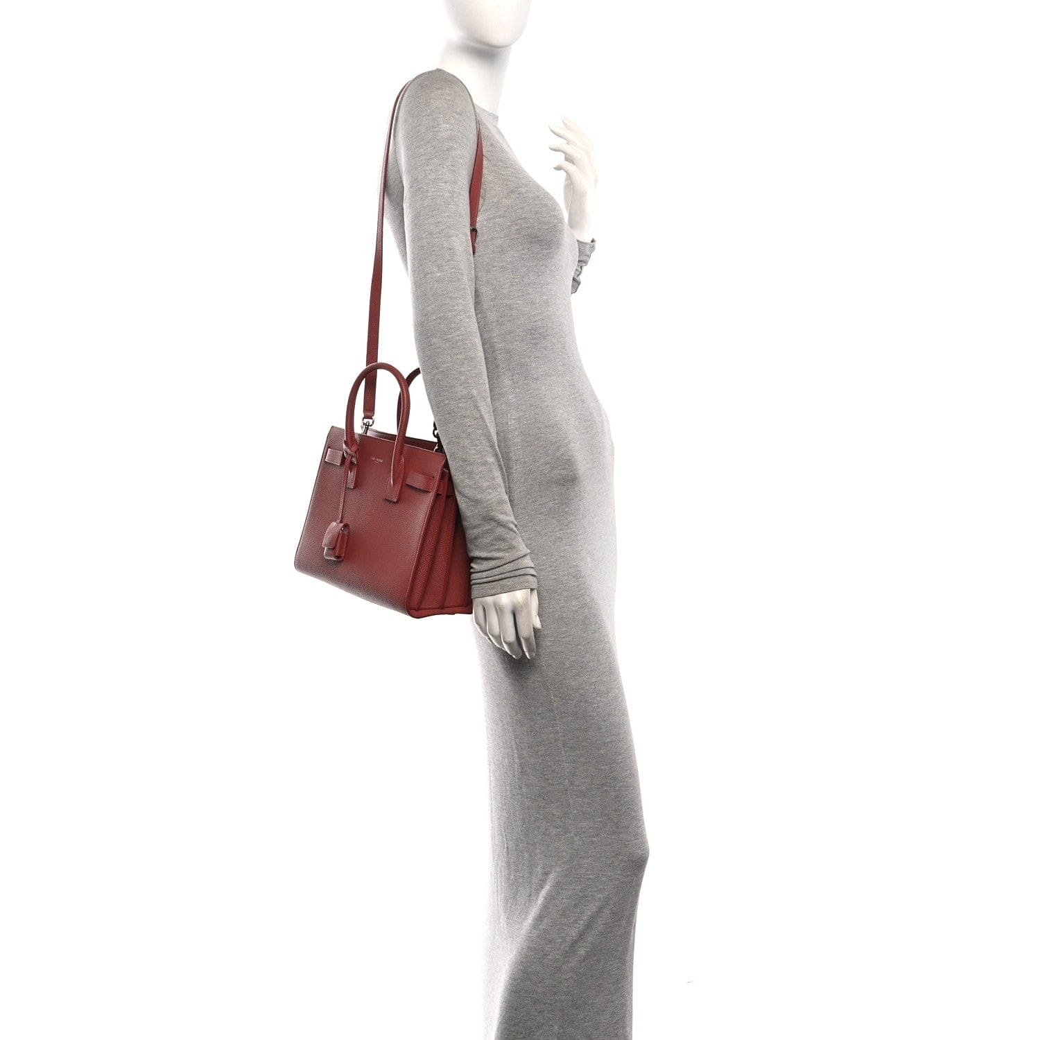 Saint Laurent Grained Calfskin Topstich Baby Sac De Jour Mystic Rose