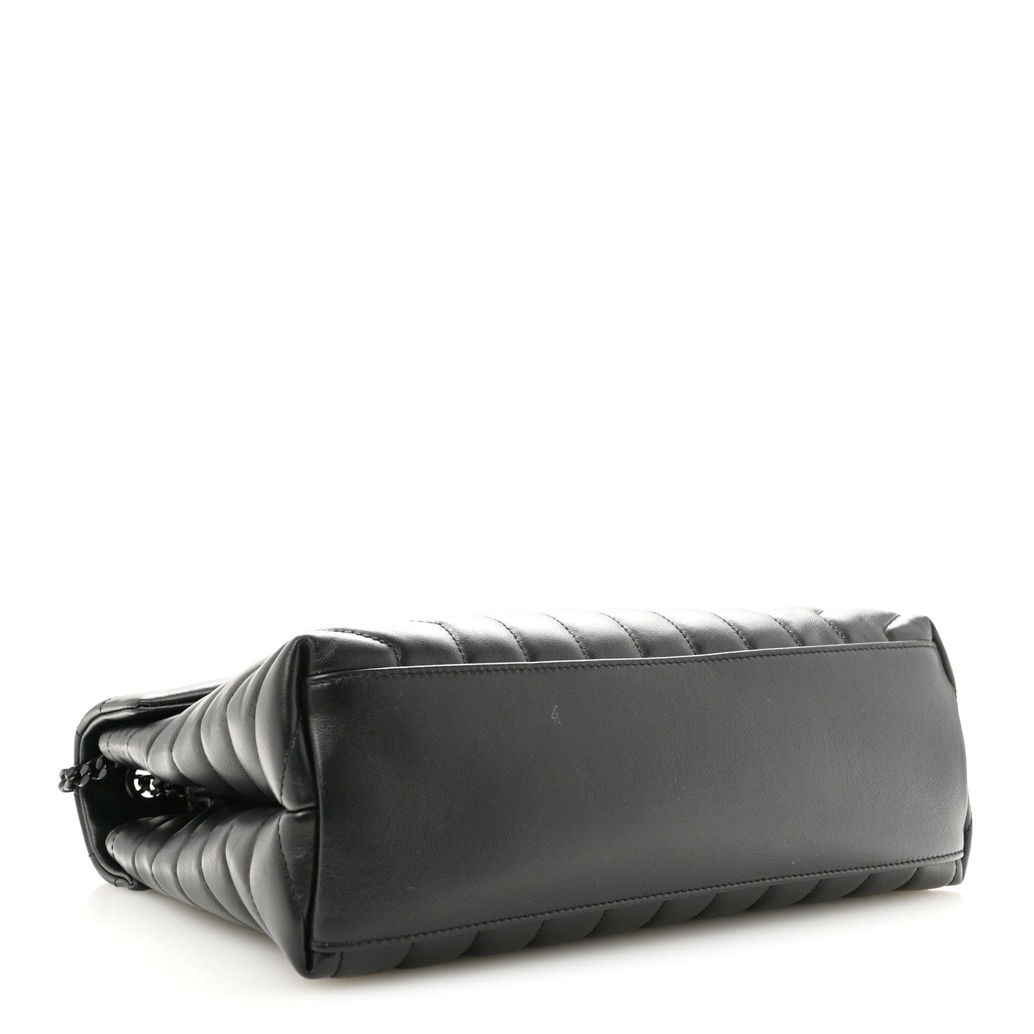 Saint Laurent Calfskin Y Quilted Monogram Monochrome Medium Loulou Chain Satchel Black