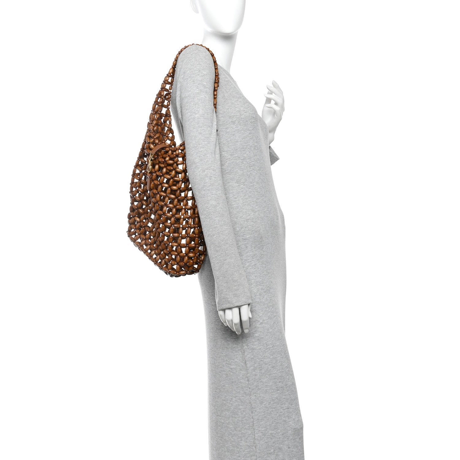 Saint Laurent Wood Bead Large Le 5 A 7 Soft Hobo Light Wood
