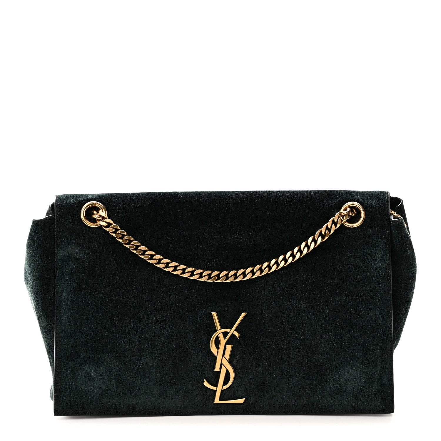 Saint Laurent Smooth Calfskin Suede Medium Reversible Monogram Kate Satchel Black