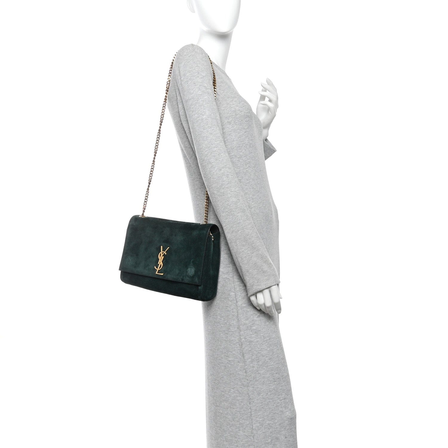 Saint Laurent Smooth Calfskin Suede Medium Reversible Monogram Kate Satchel Black