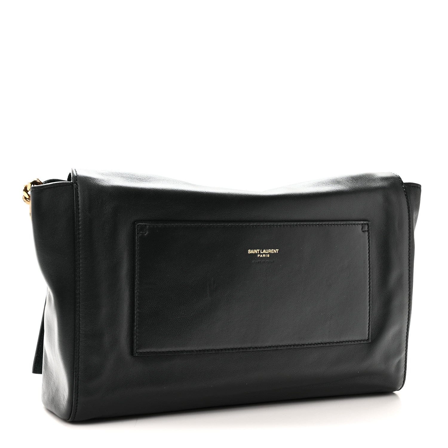 Saint Laurent Smooth Calfskin Suede Medium Reversible Monogram Kate Satchel Black