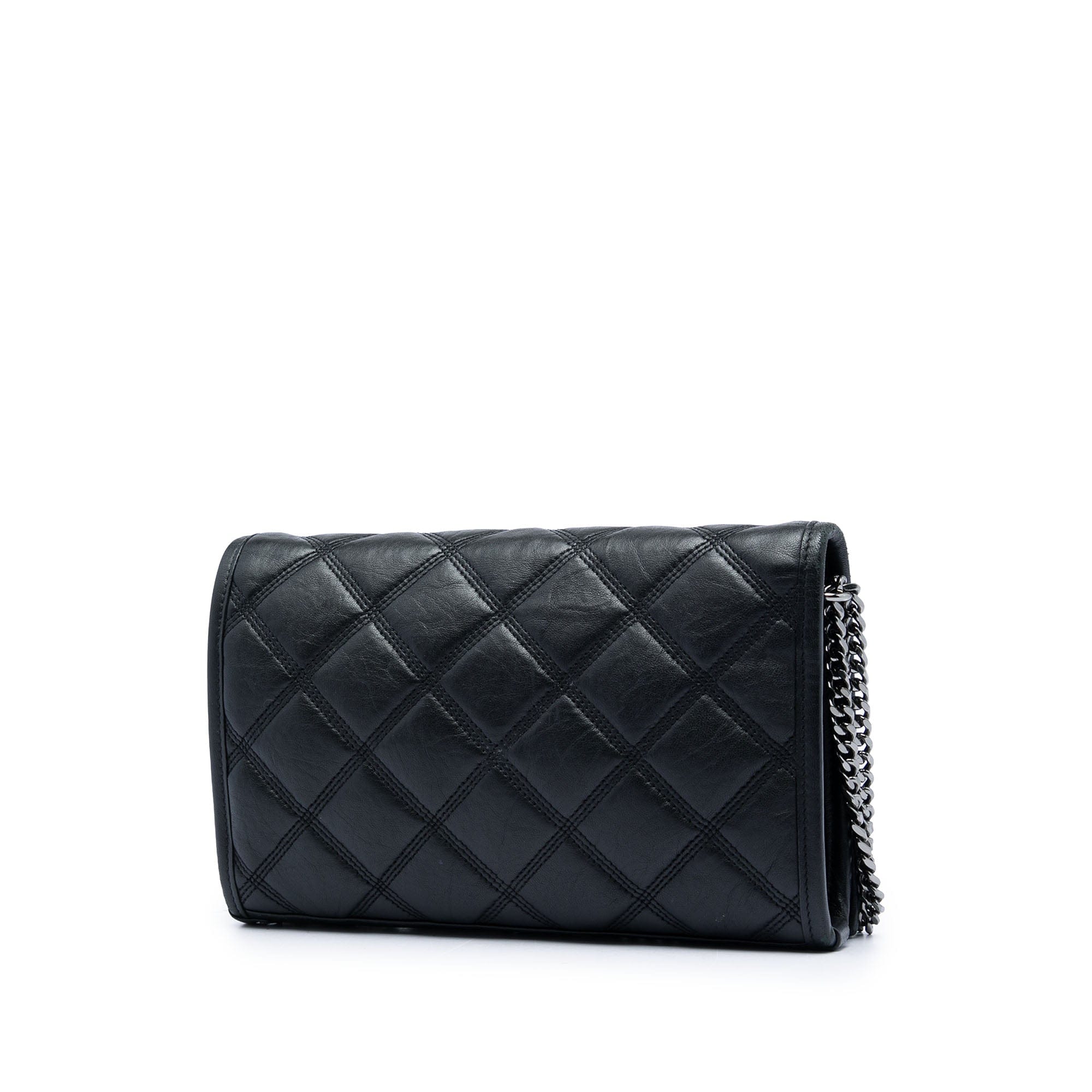Saint Laurent Quilted Diamond Lambskin Becky Wallet on Chain