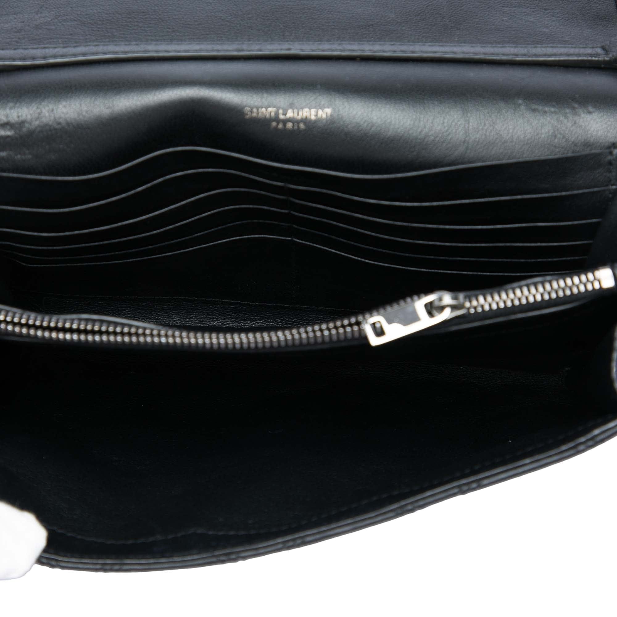 Saint Laurent Quilted Diamond Lambskin Becky Wallet on Chain