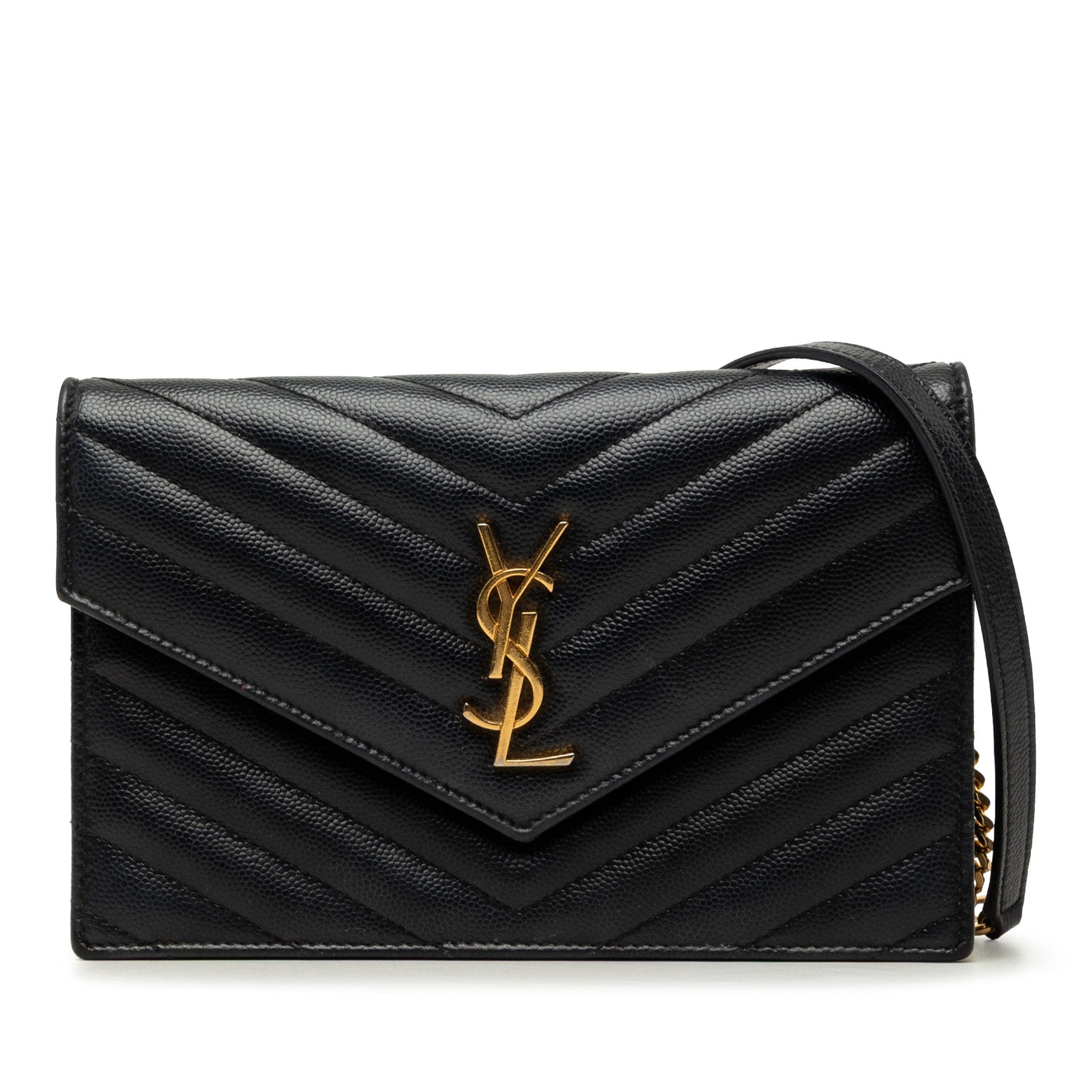 Saint Laurent Grain De Poudre Cassandre Envelope Chain Wallet