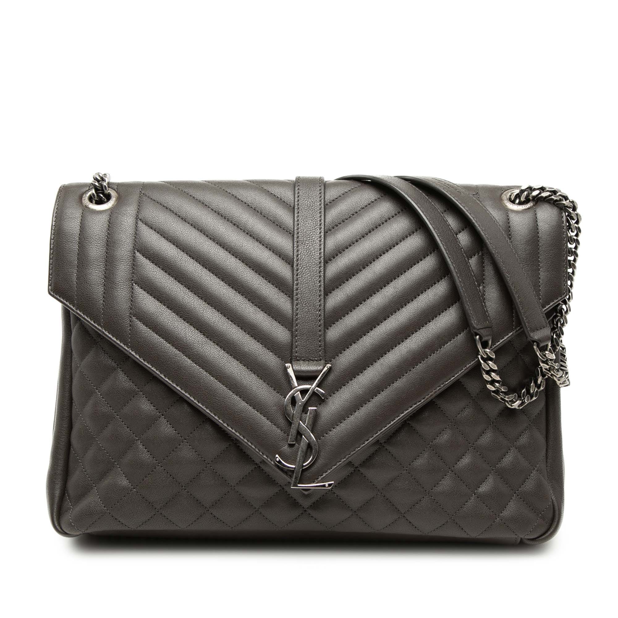 Saint Laurent Large Triquilt Sheepskin Monogram College Bag