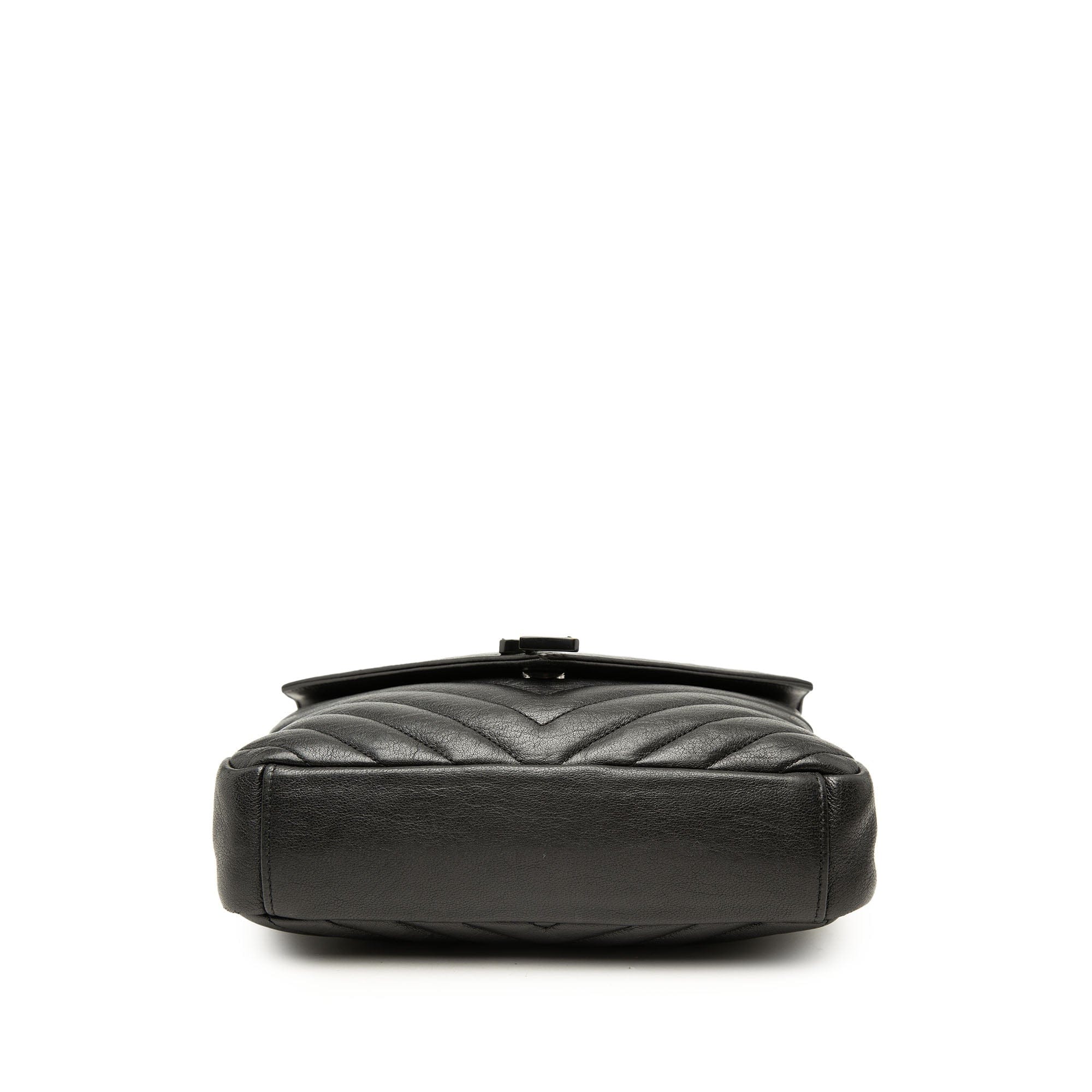 Saint Laurent Medium Chevron Sheepskin Monogram Monochrome College Bag