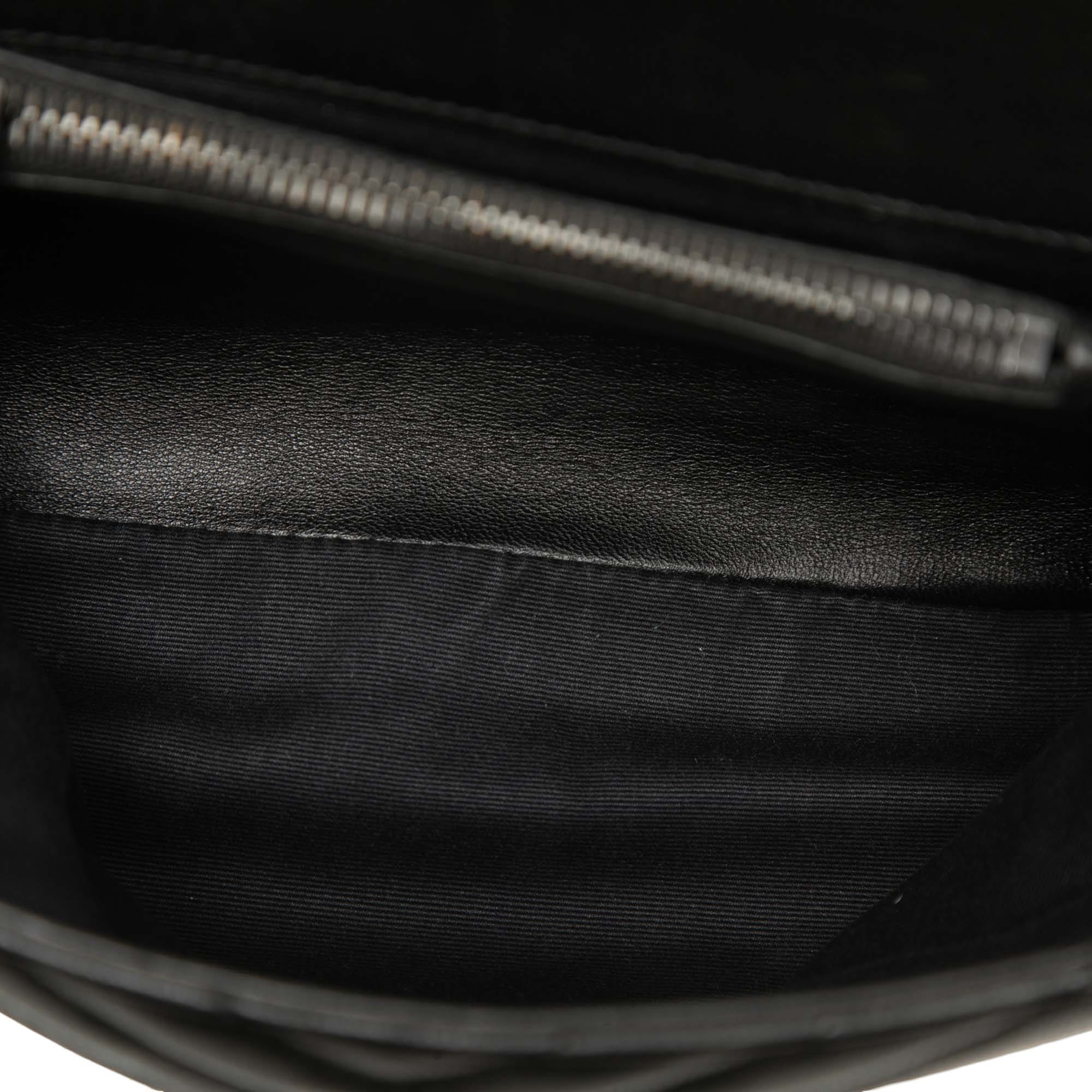 Saint Laurent Medium Chevron Sheepskin Monogram Monochrome College Bag