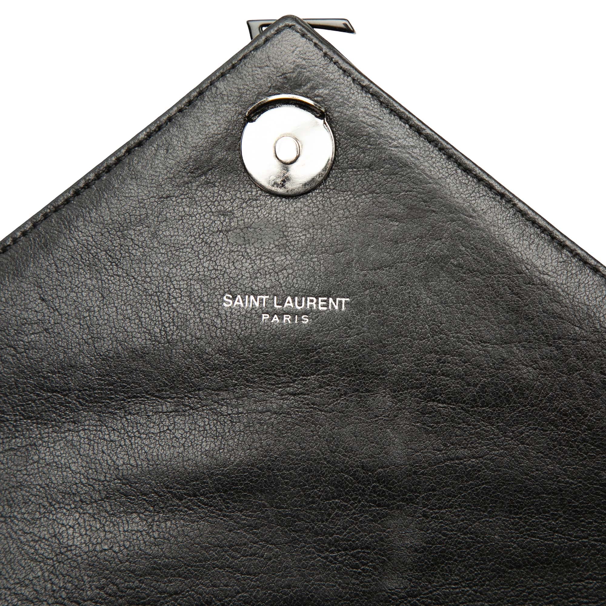 Saint Laurent Medium Chevron Sheepskin Monogram Monochrome College Bag