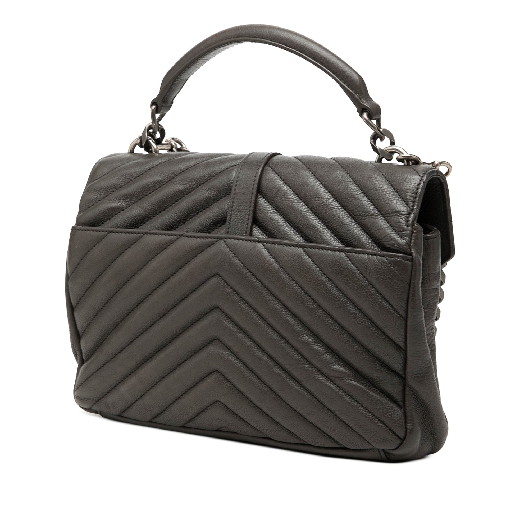 Saint Laurent Medium Chevron Sheepskin Monogram College Satchel