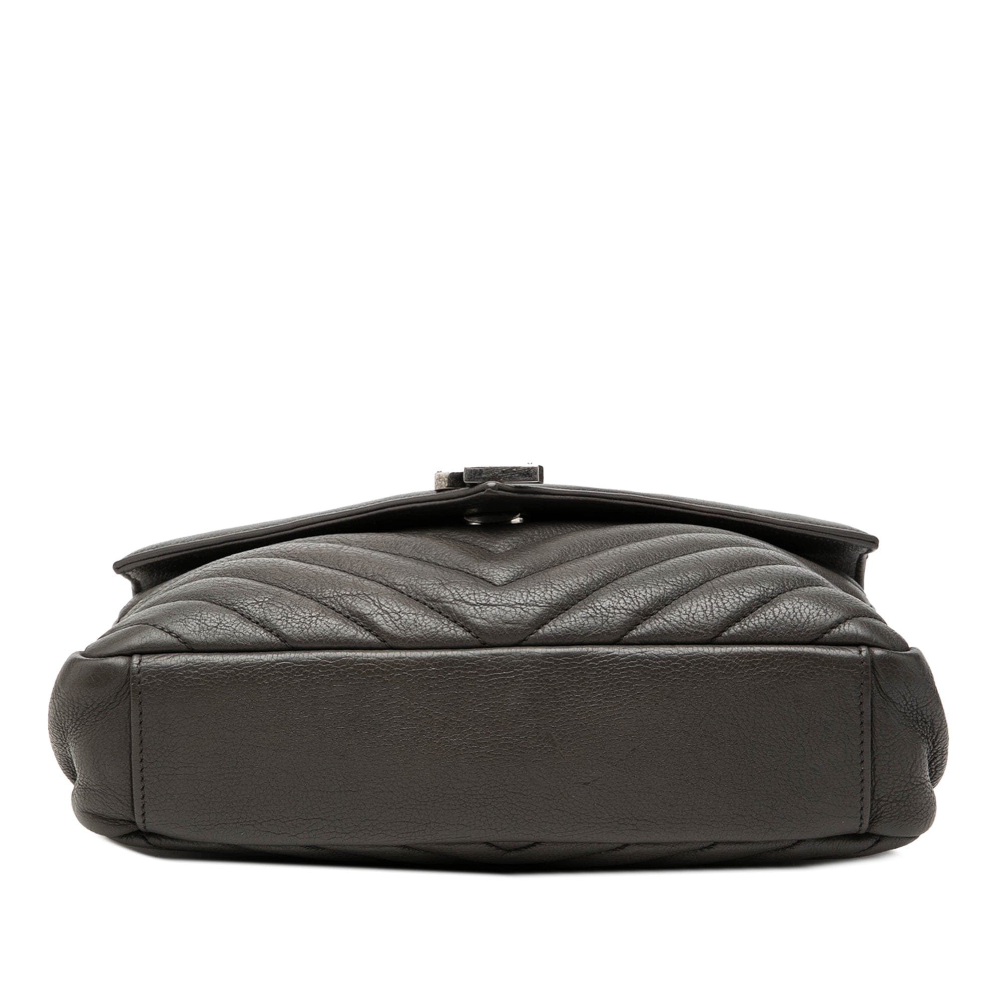 Saint Laurent Medium Chevron Sheepskin Monogram College Satchel