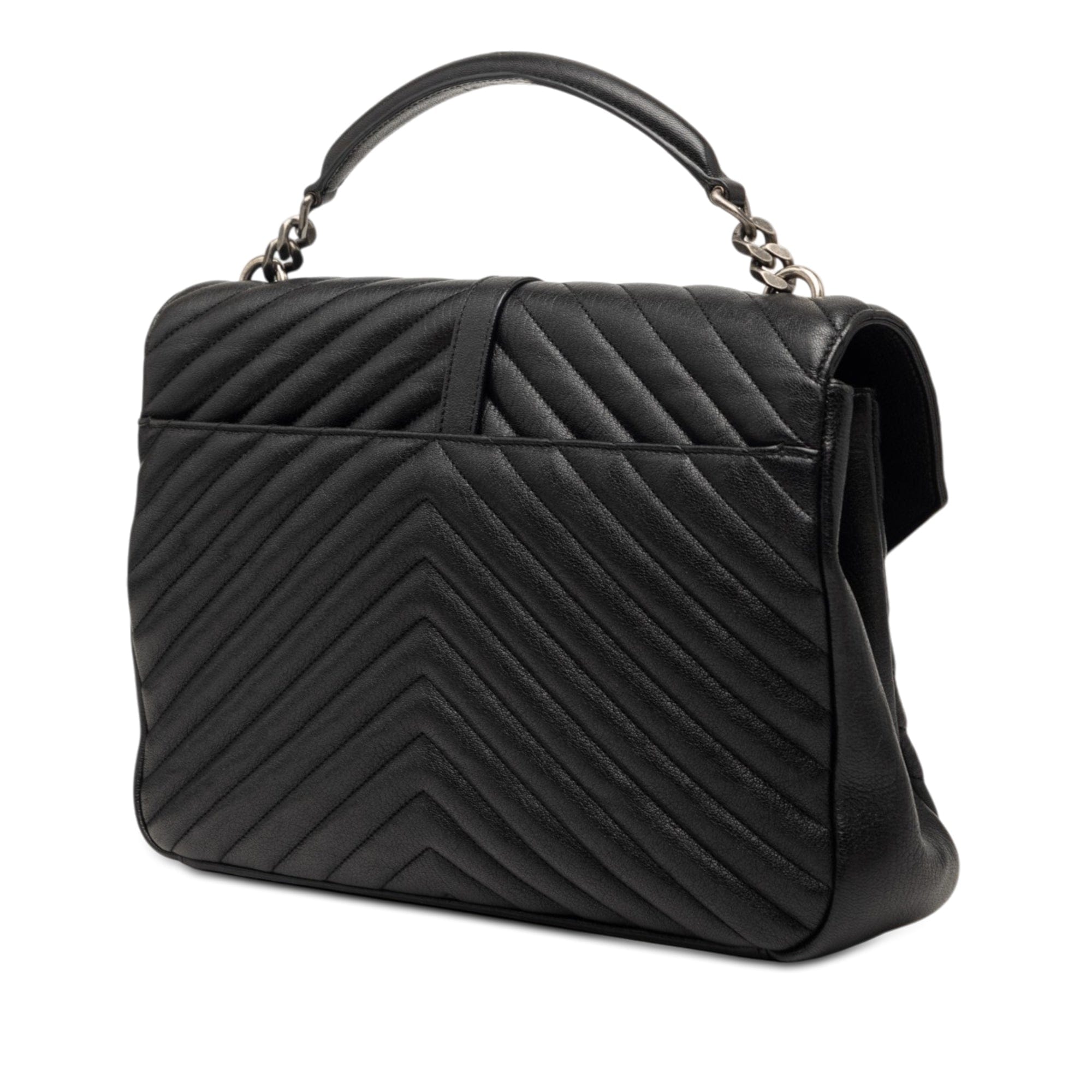 Saint Laurent Large Chevron Sheepskin Monogram College Bag